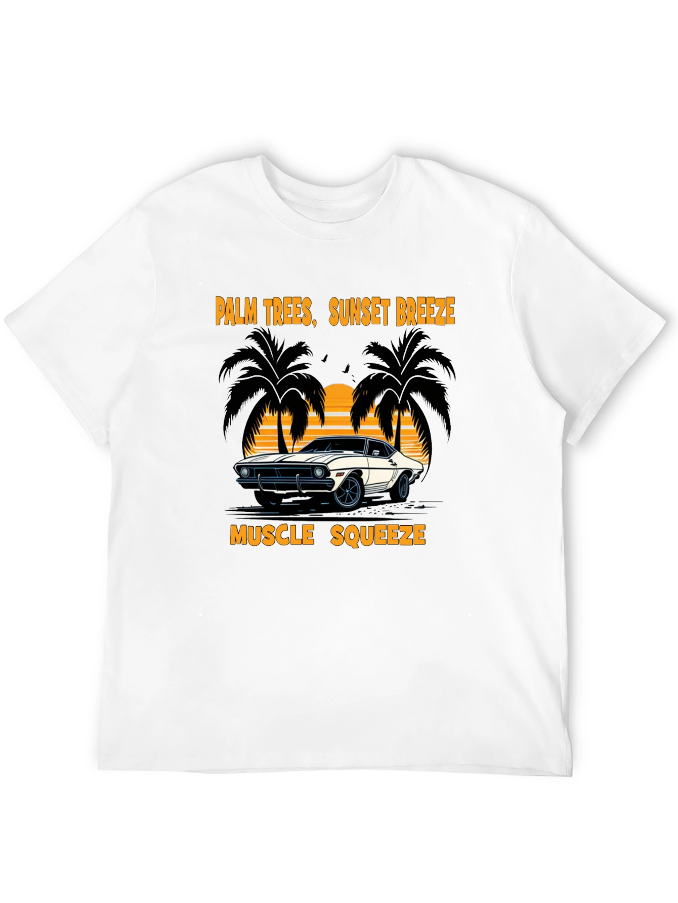 Palm Trees Sunset Breeze Muscle Car T-Shirt