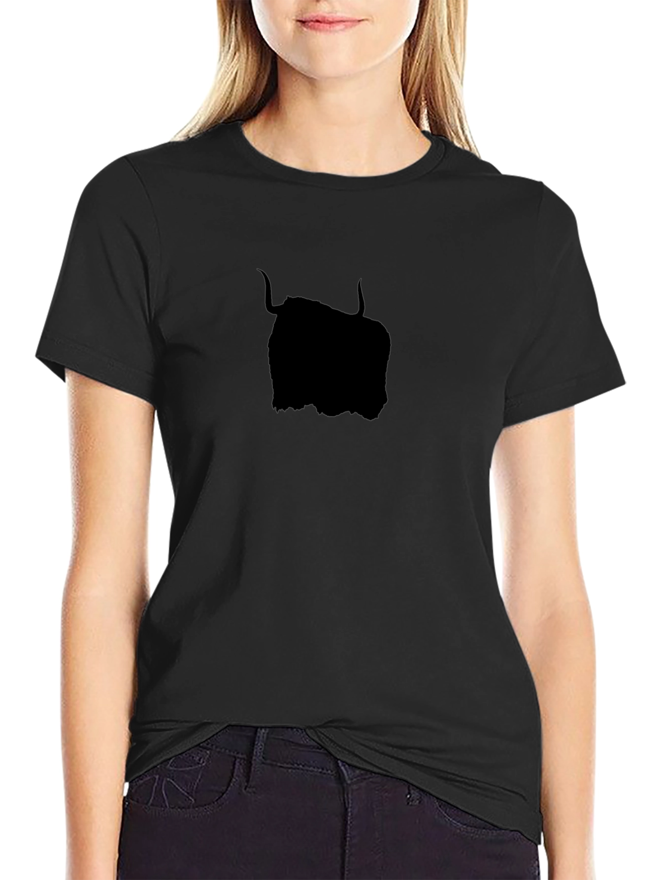 Highland Cow Silhouette Black Graphic Tee