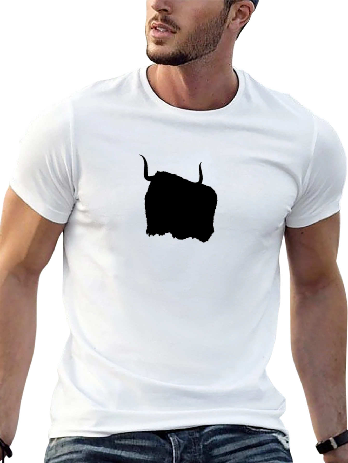 Highland Cow Silhouette Black Graphic Tee
