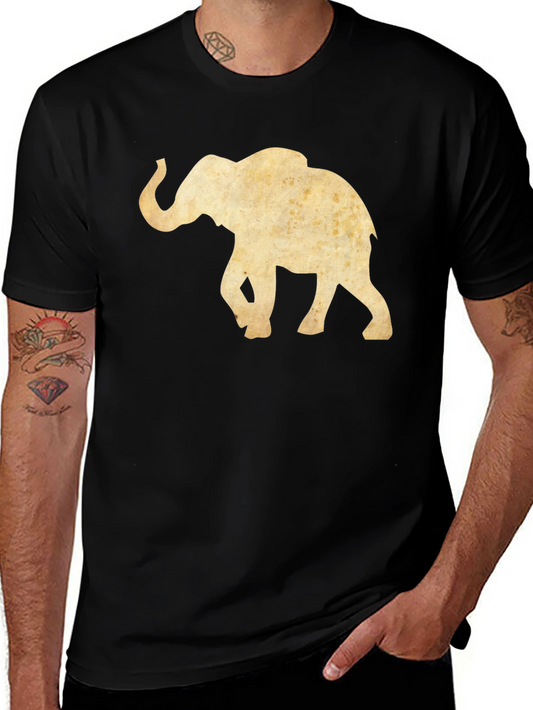 Vintage Elephant Graphic Tee - Black Cotton