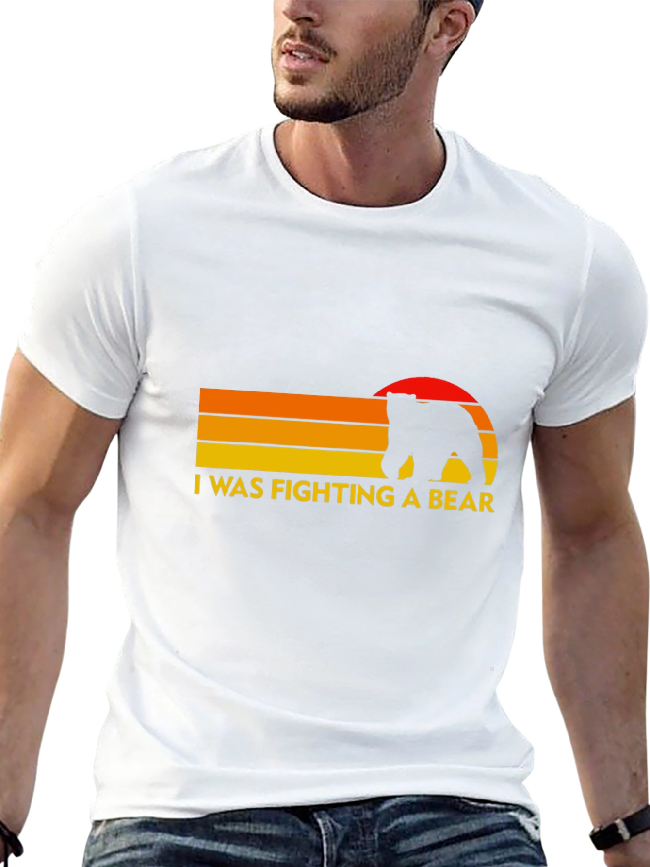 I Was Fighting A Bear Funny Graphic Tee