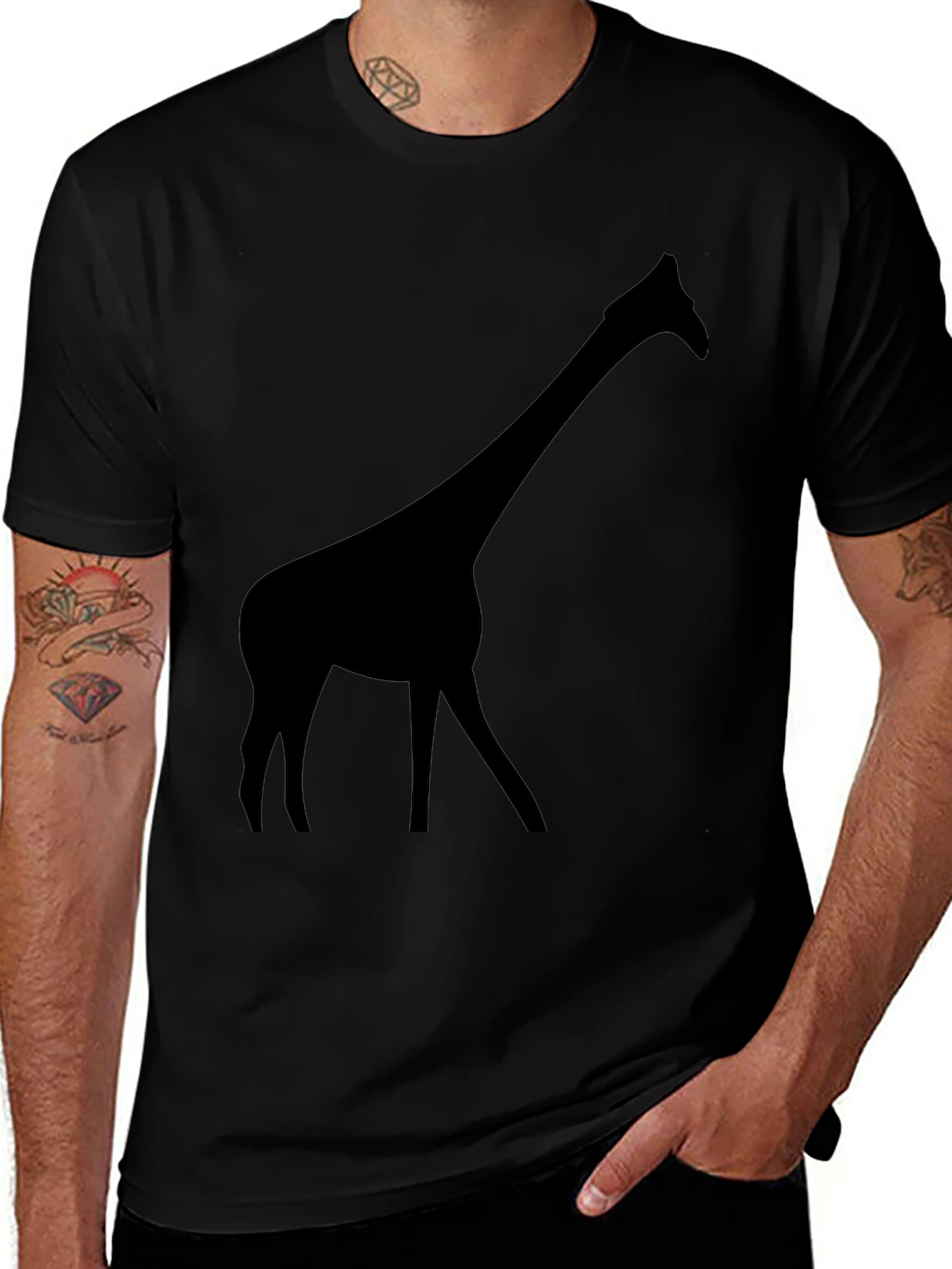 Black Giraffe Silhouette T-Shirt