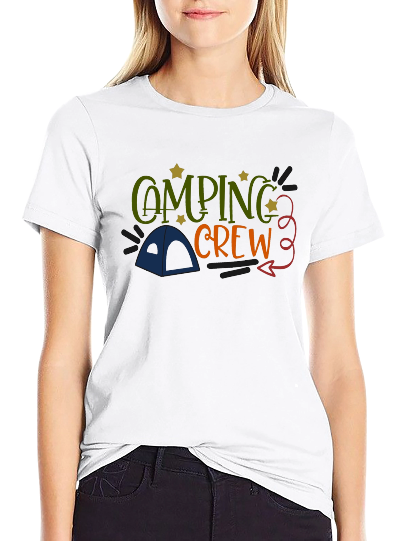 Camping Crew Black Graphic T-Shirt