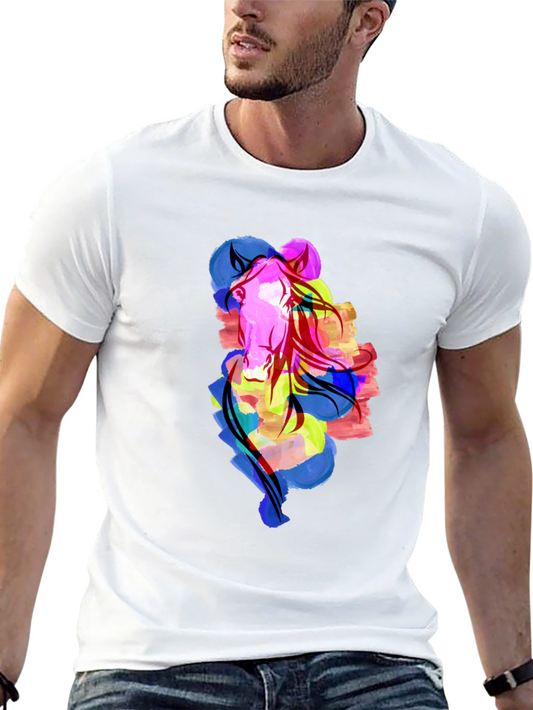 Abstract Horse Graphic Black Tee Shirt