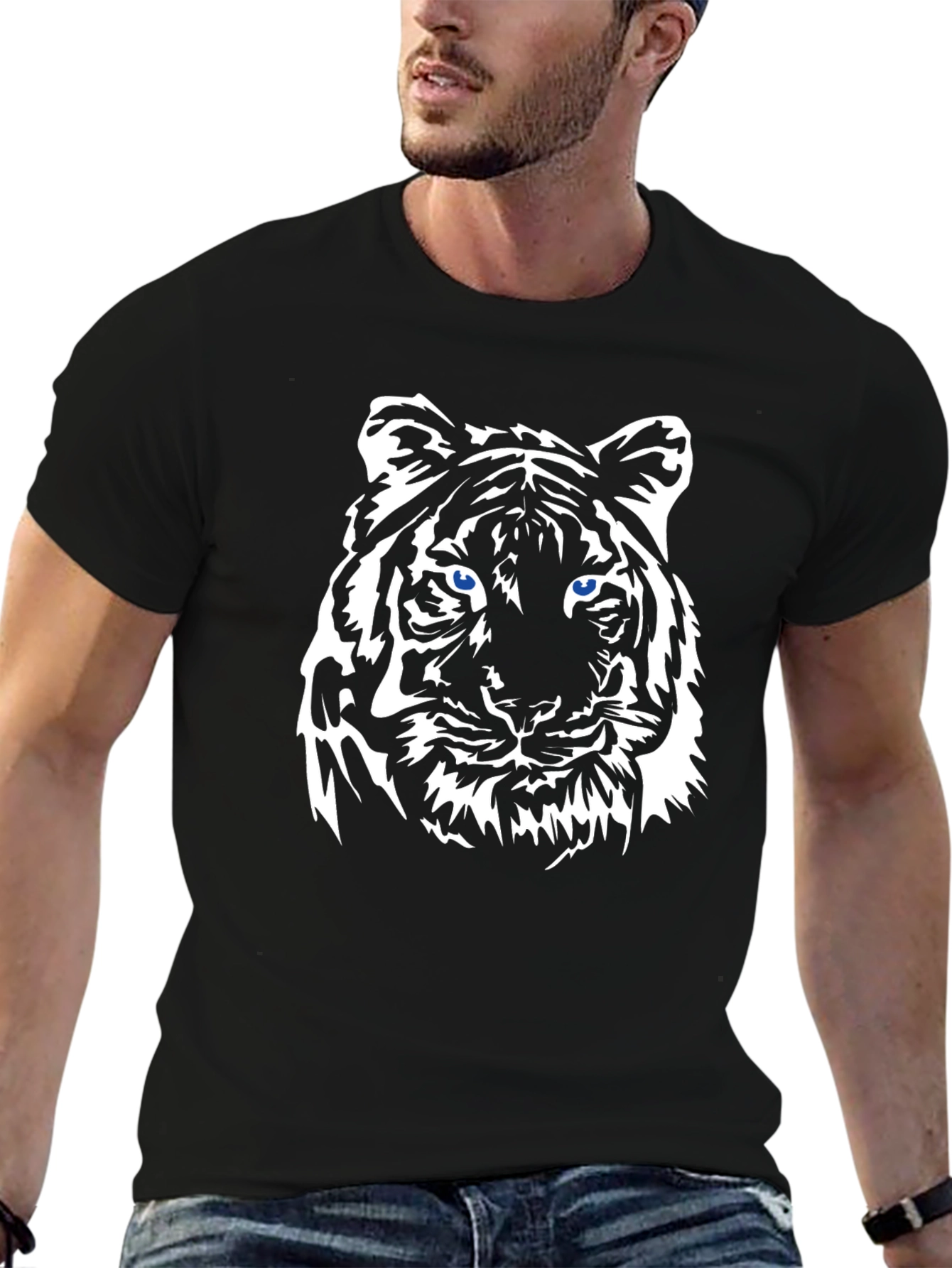 Black Tiger Graphic Tee - Bold Animal Print