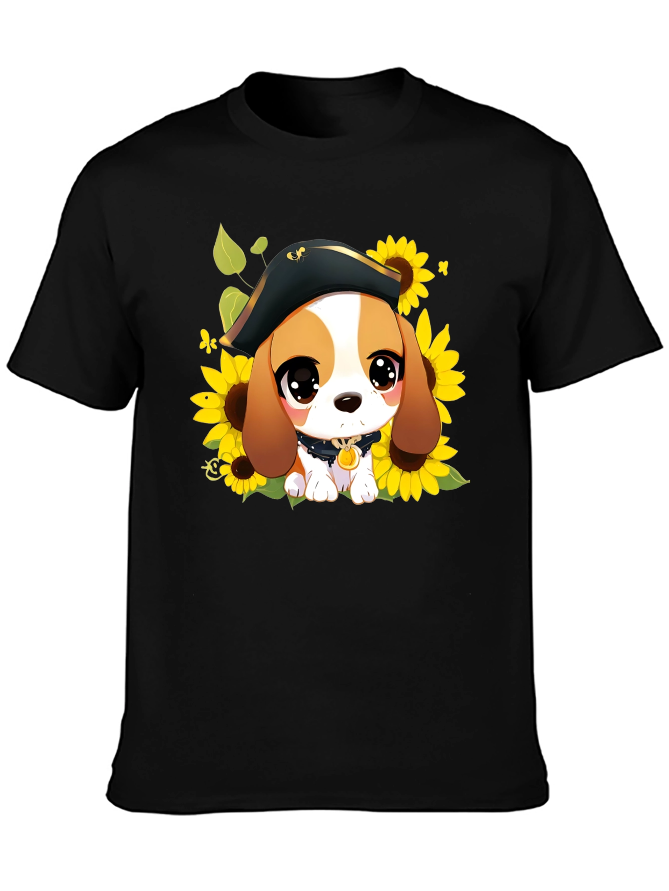 Cute Cartoon Beagle in Pirate Hat T-Shirt