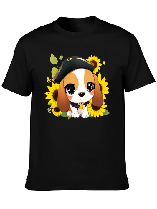 Cute Cartoon Beagle in Pirate Hat T-Shirt