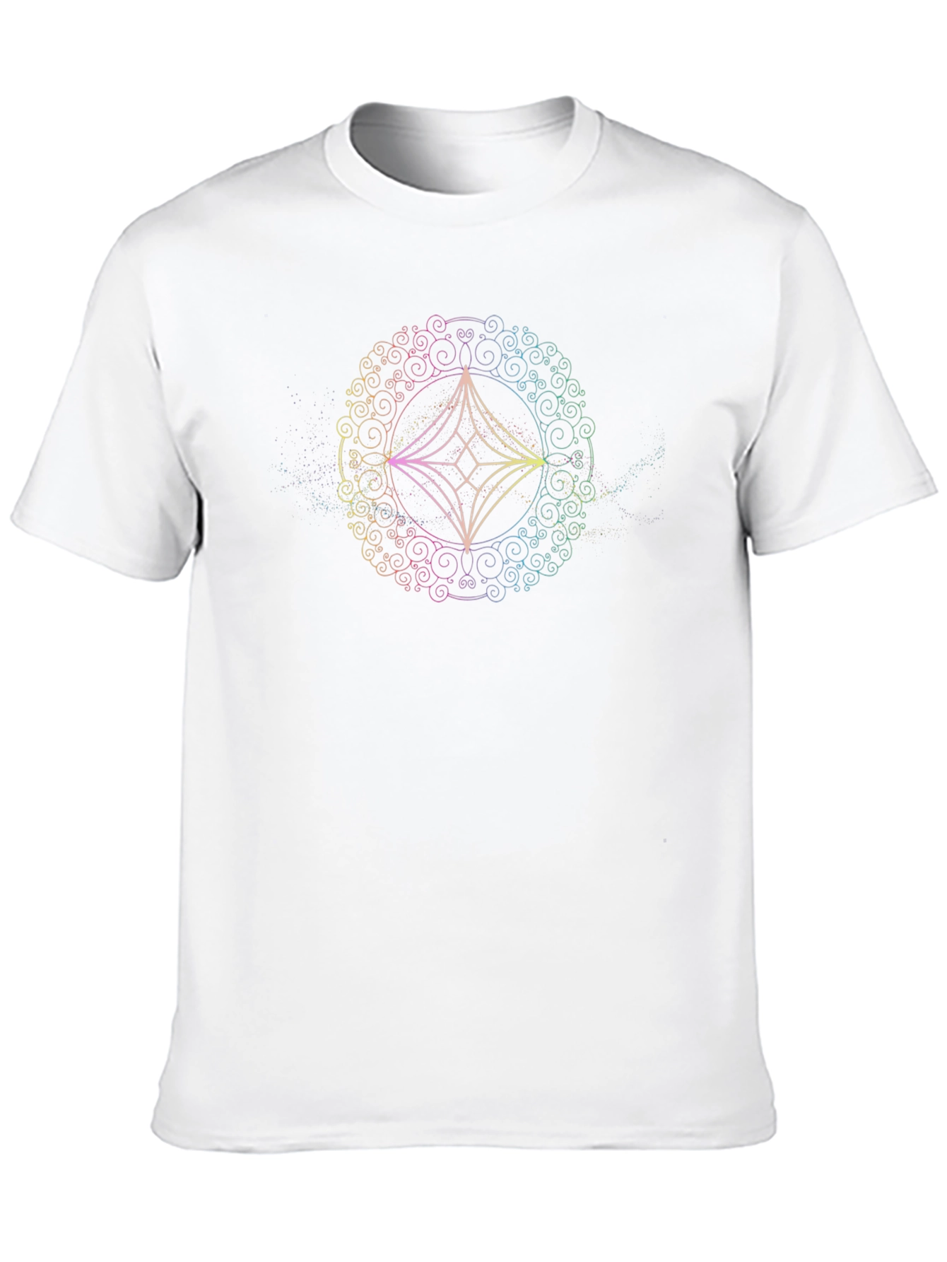 Rainbow Geometric Mandala Black T-Shirt