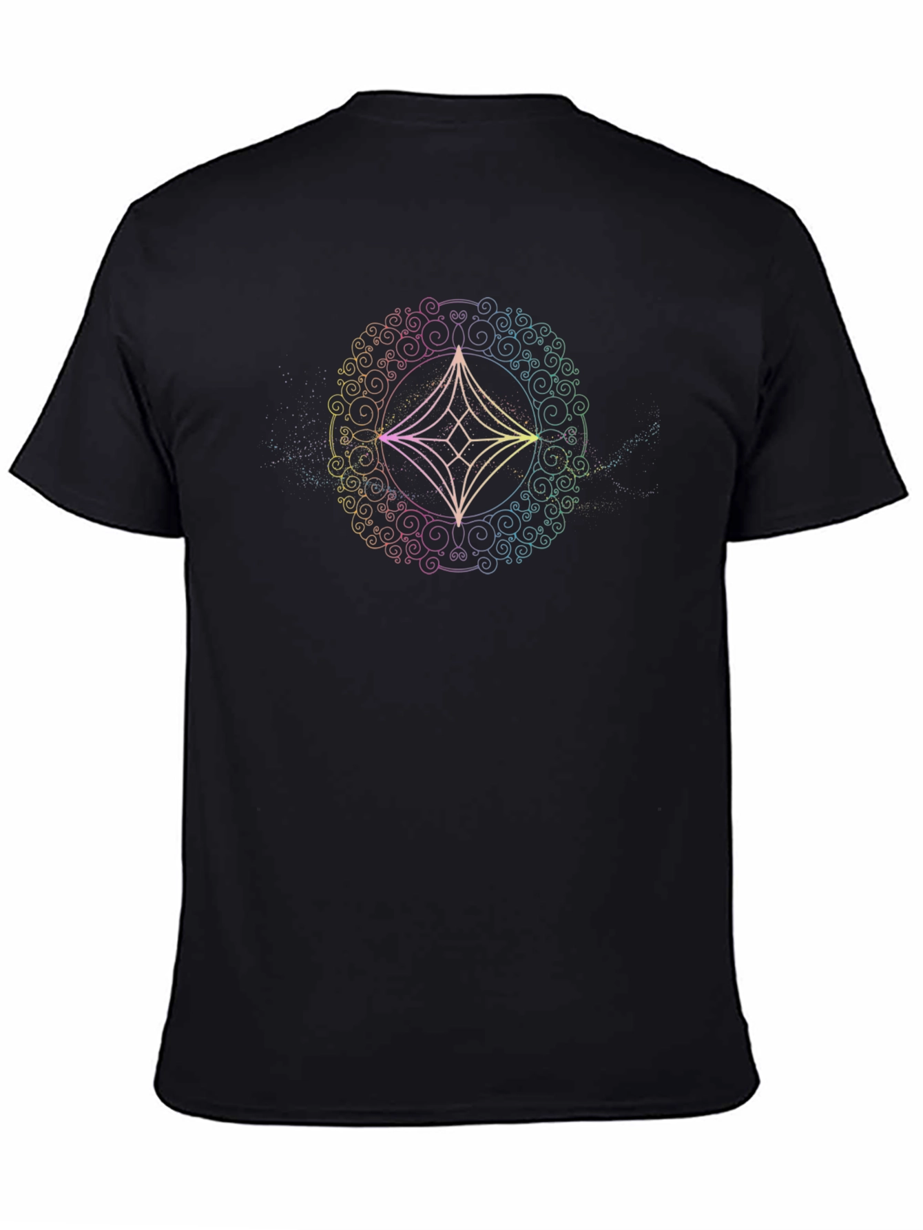 Rainbow Geometric Mandala Black T-Shirt