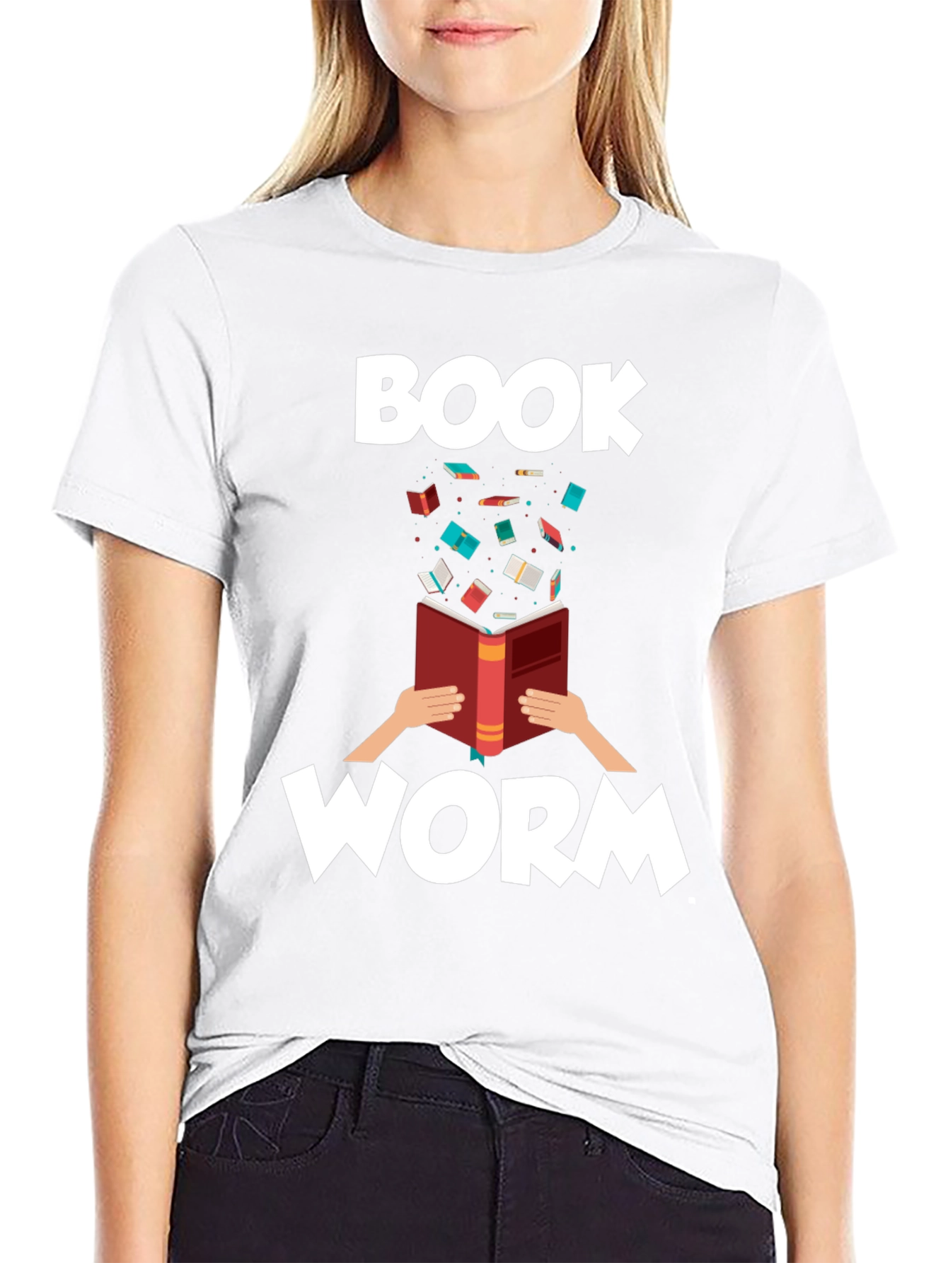 Bookworm Graphic Tee - Black Cotton T-Shirt