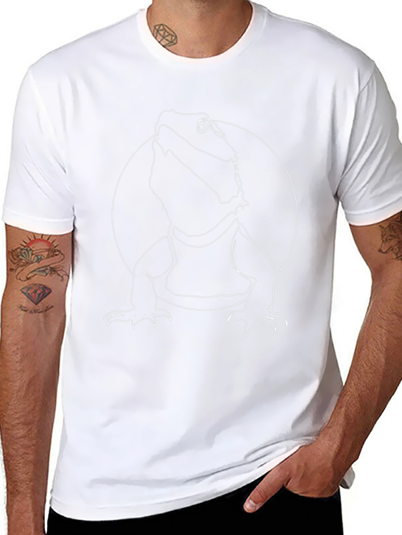 Bearded Dragon Outline Graphic Tee - Black