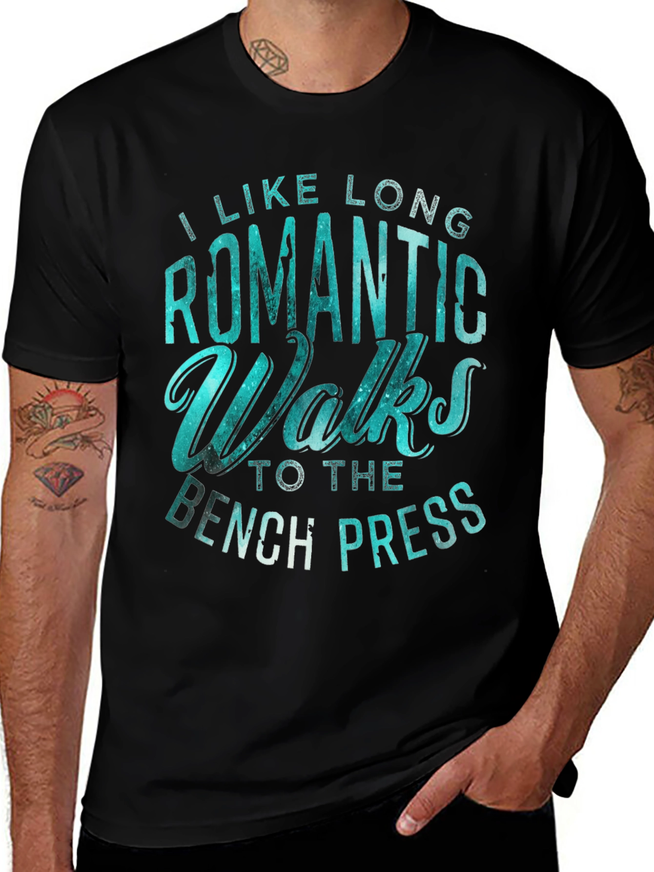 Romantic Walks Bench Press Black T-Shirt