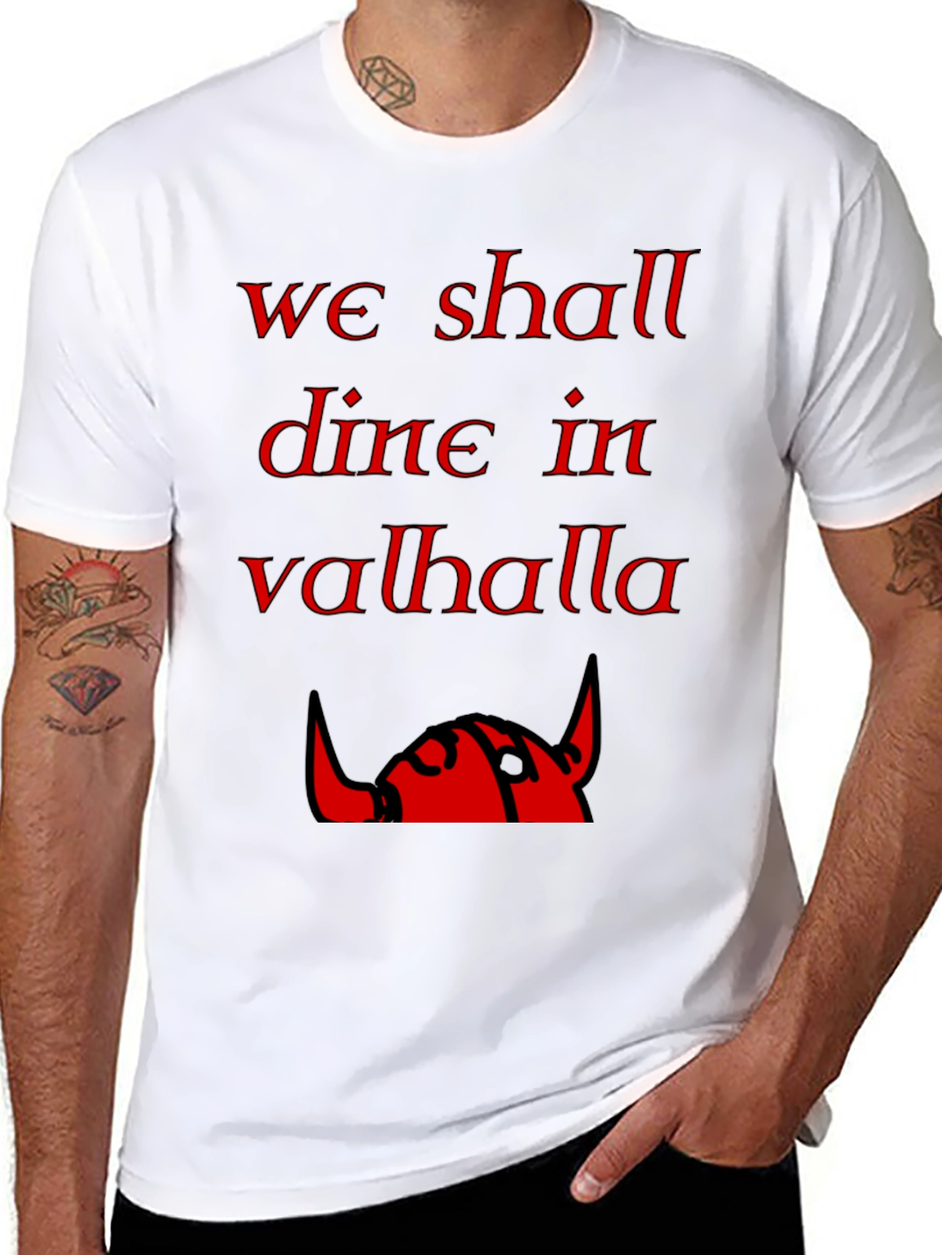 We Shall Dine in Valhalla Viking T-Shirt