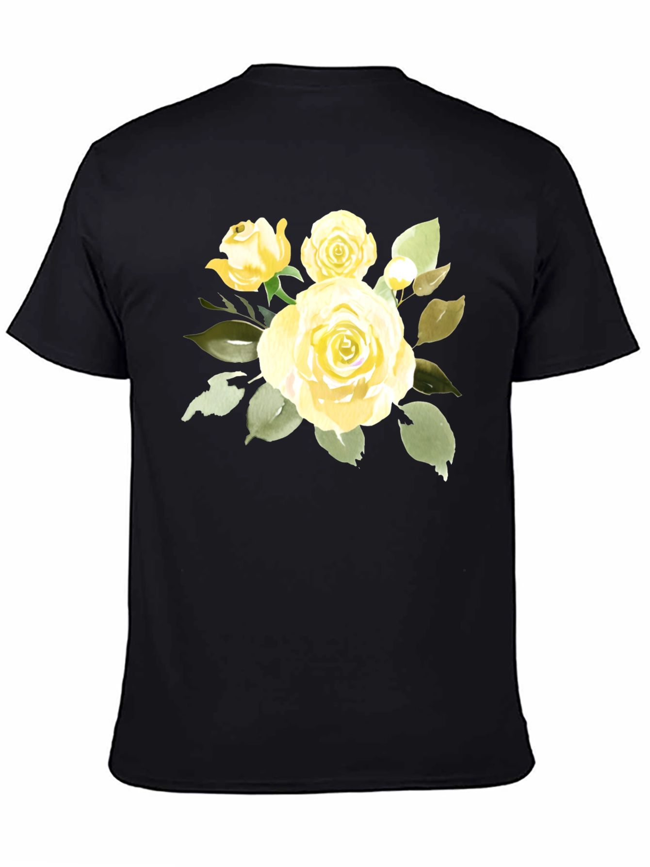 Floral Rose Graphic T-Shirt - Stylish Black Tee