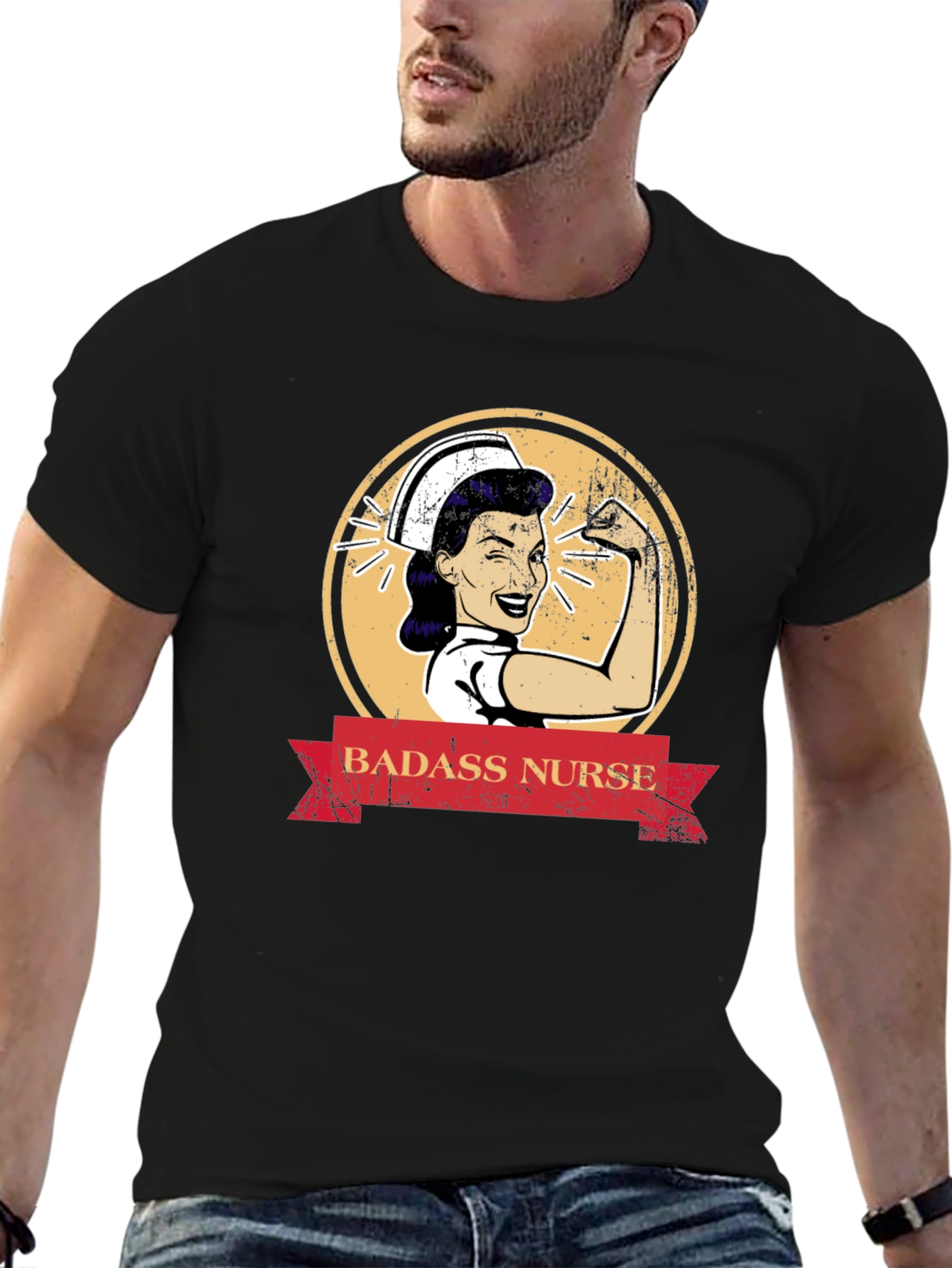 Badass Nurse Graphic Tee - Black T-Shirt