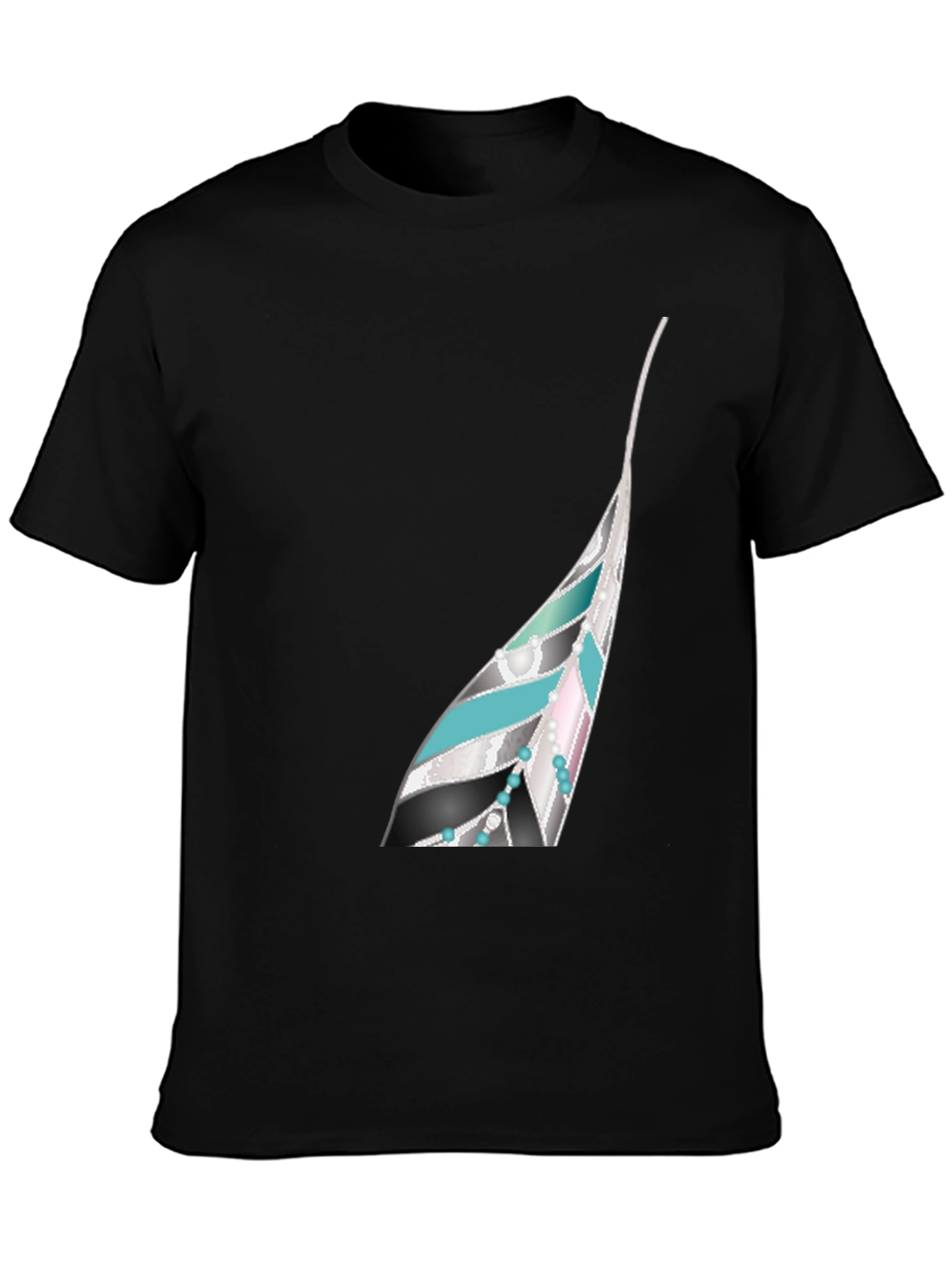 Stylish Feather Graphic Black T-Shirt