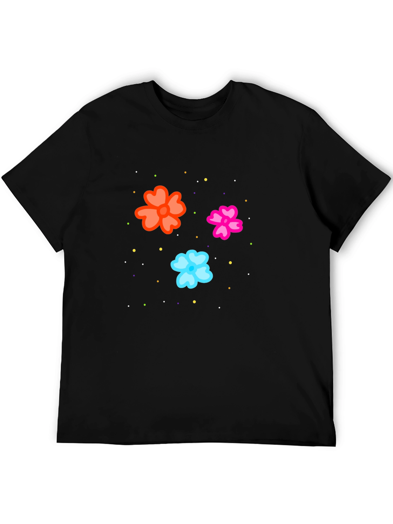 Floral Print Black T-Shirt for Men