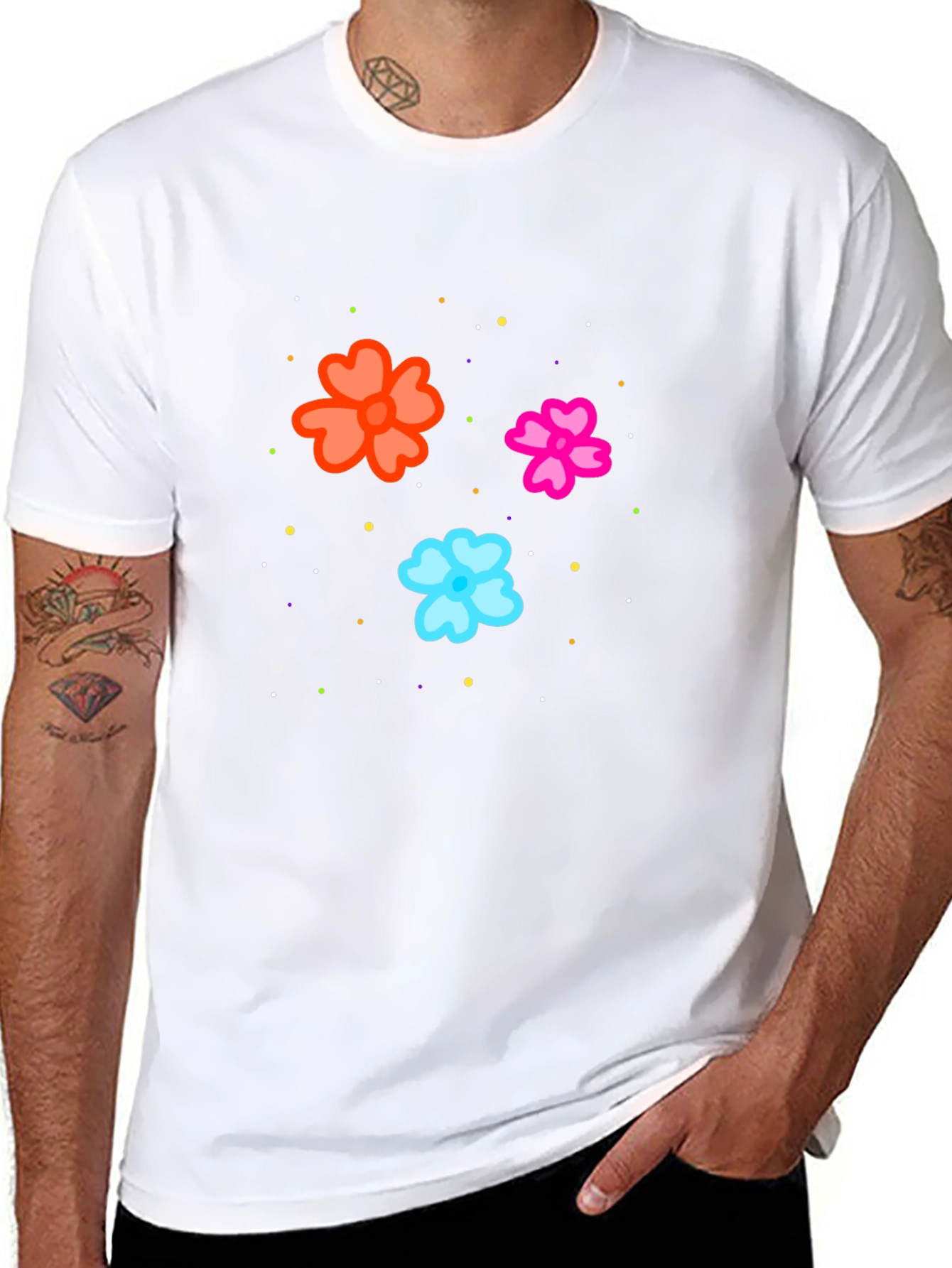 Floral Print Black T-Shirt for Men