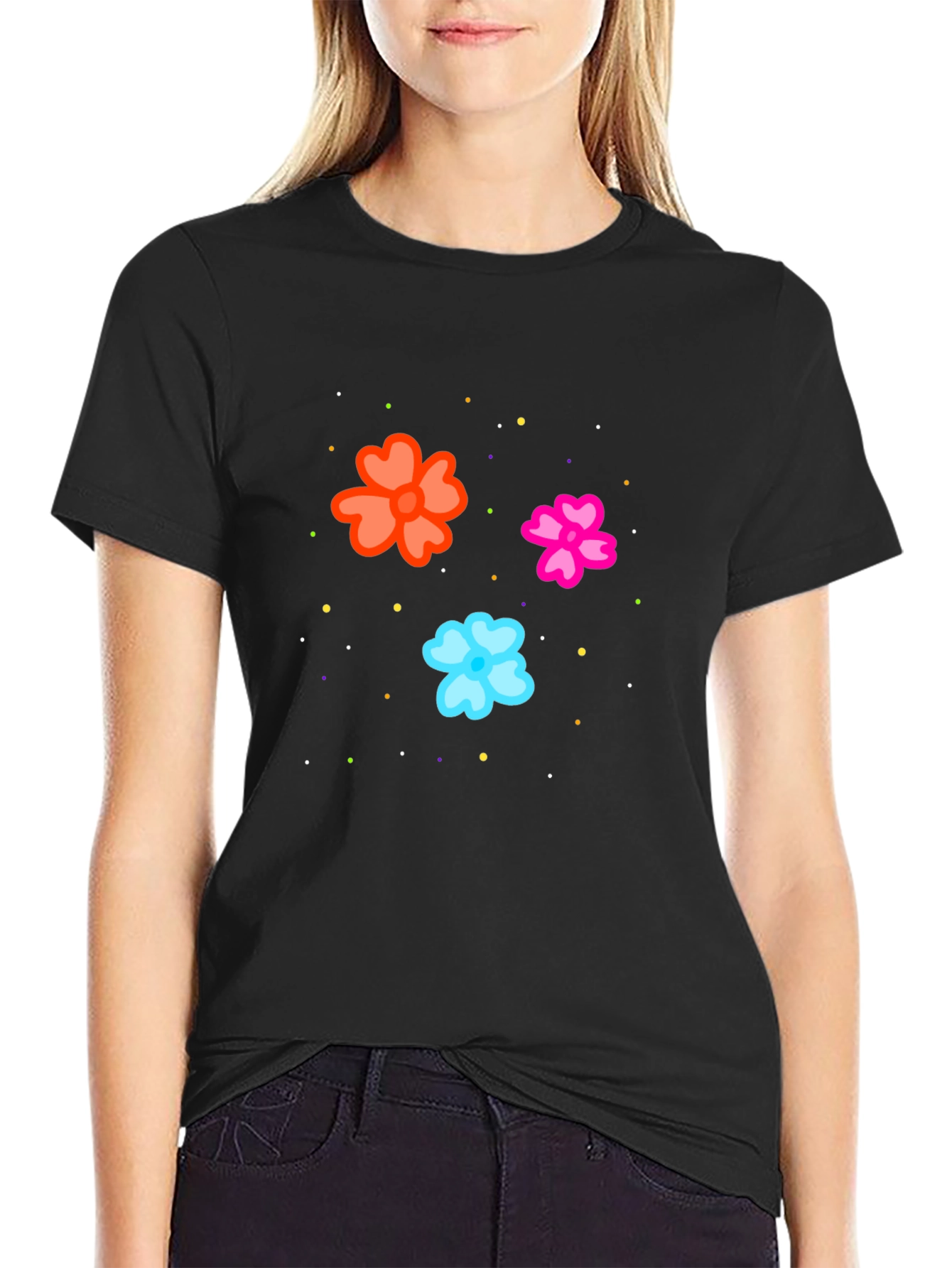 Floral Print Black T-Shirt for Men