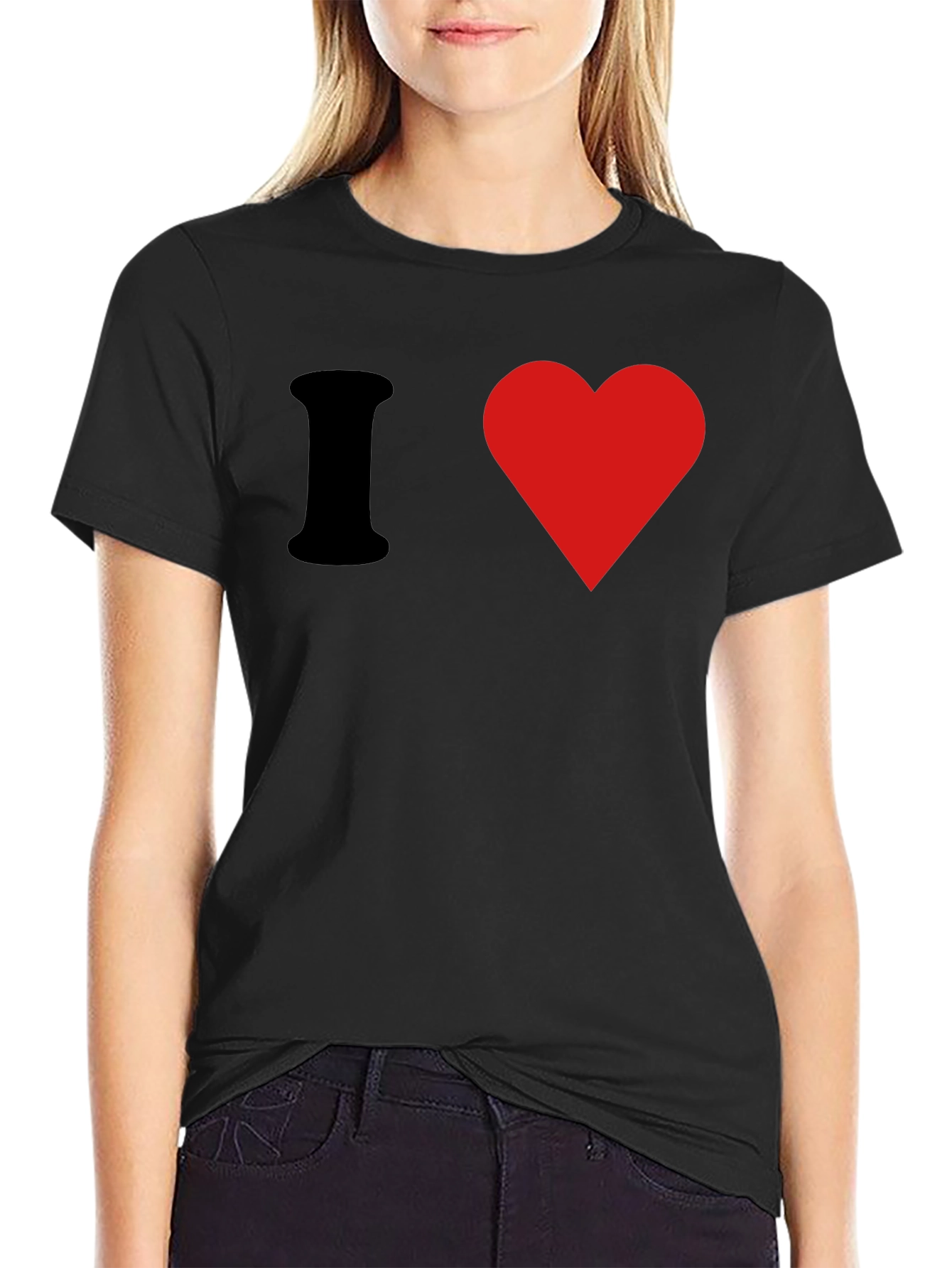 I Heart Graphic Tee - Black Cotton T-Shirt