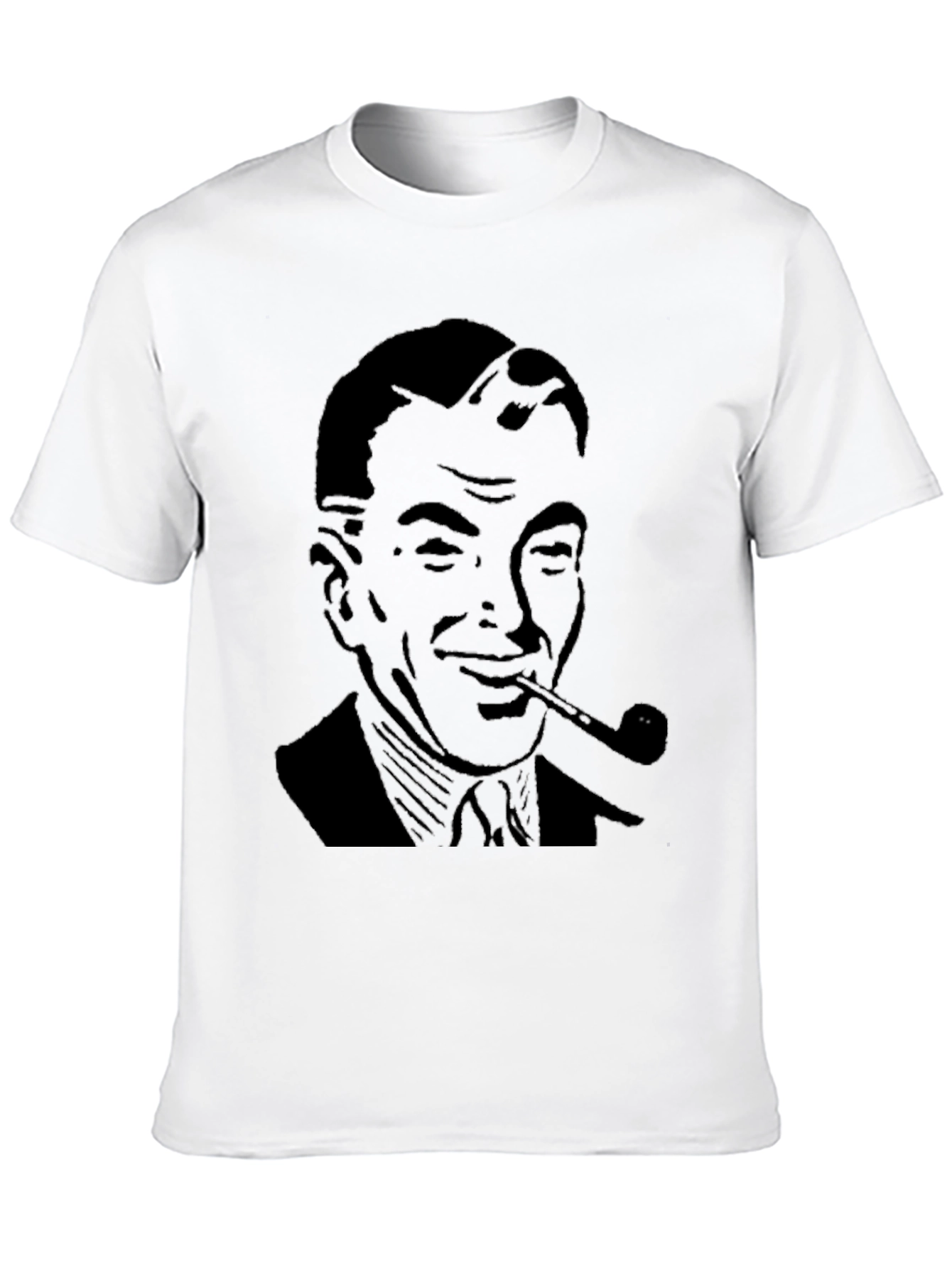 Retro Man with Pipe Graphic T-Shirt - Black