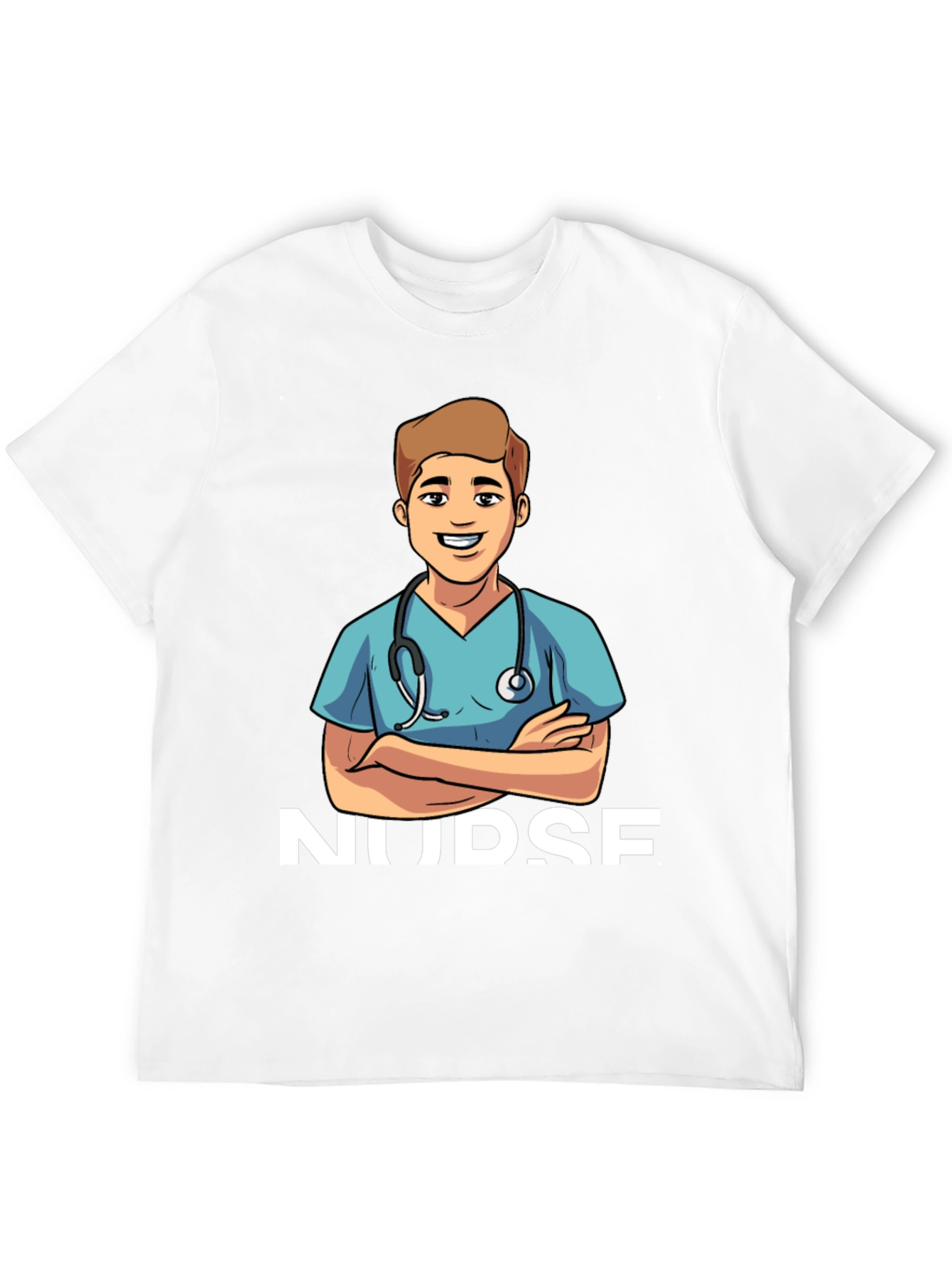 Cartoon Nurse T-Shirt - Black Cotton Blend