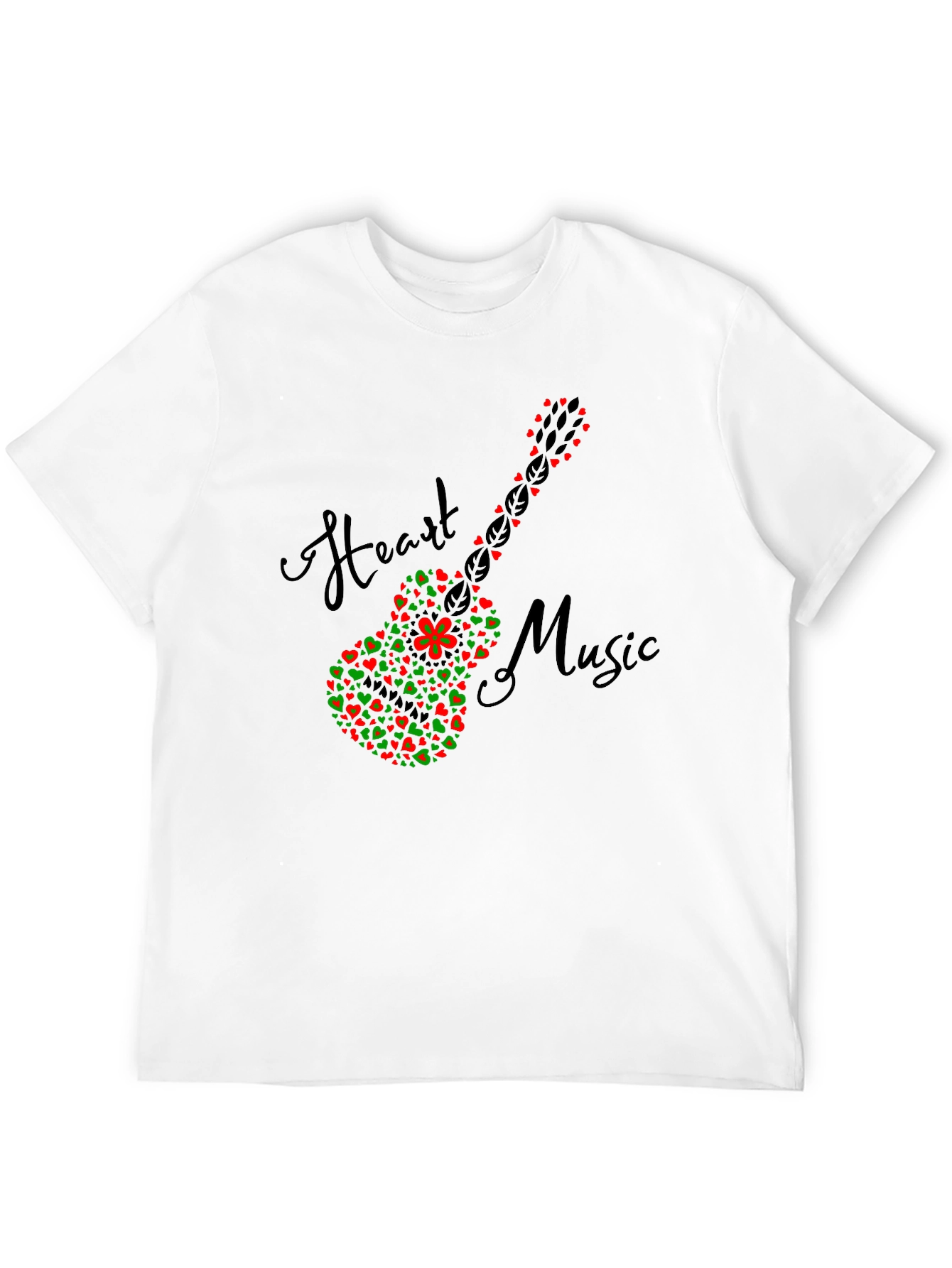 Heart Music Guitar T-Shirt - Black