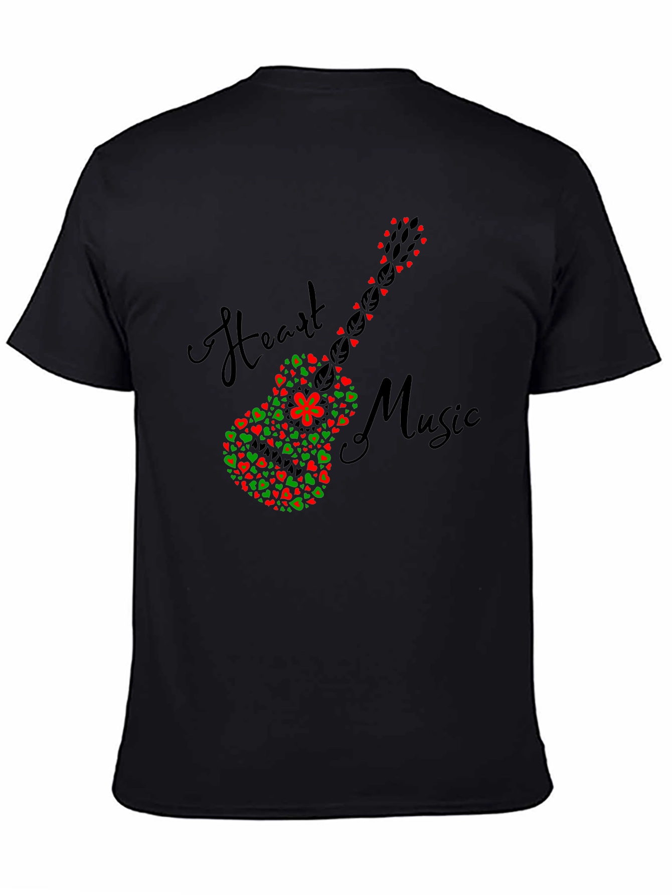 Heart Music Guitar T-Shirt - Black