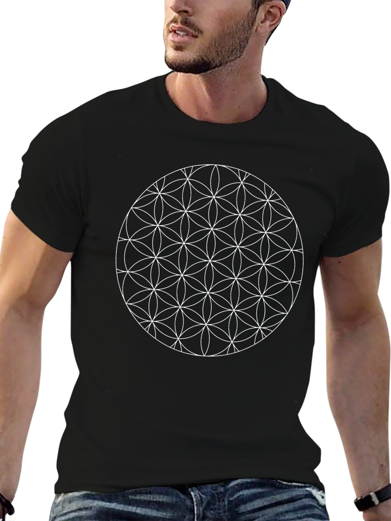 Flower of Life Graphic T-Shirt - Black