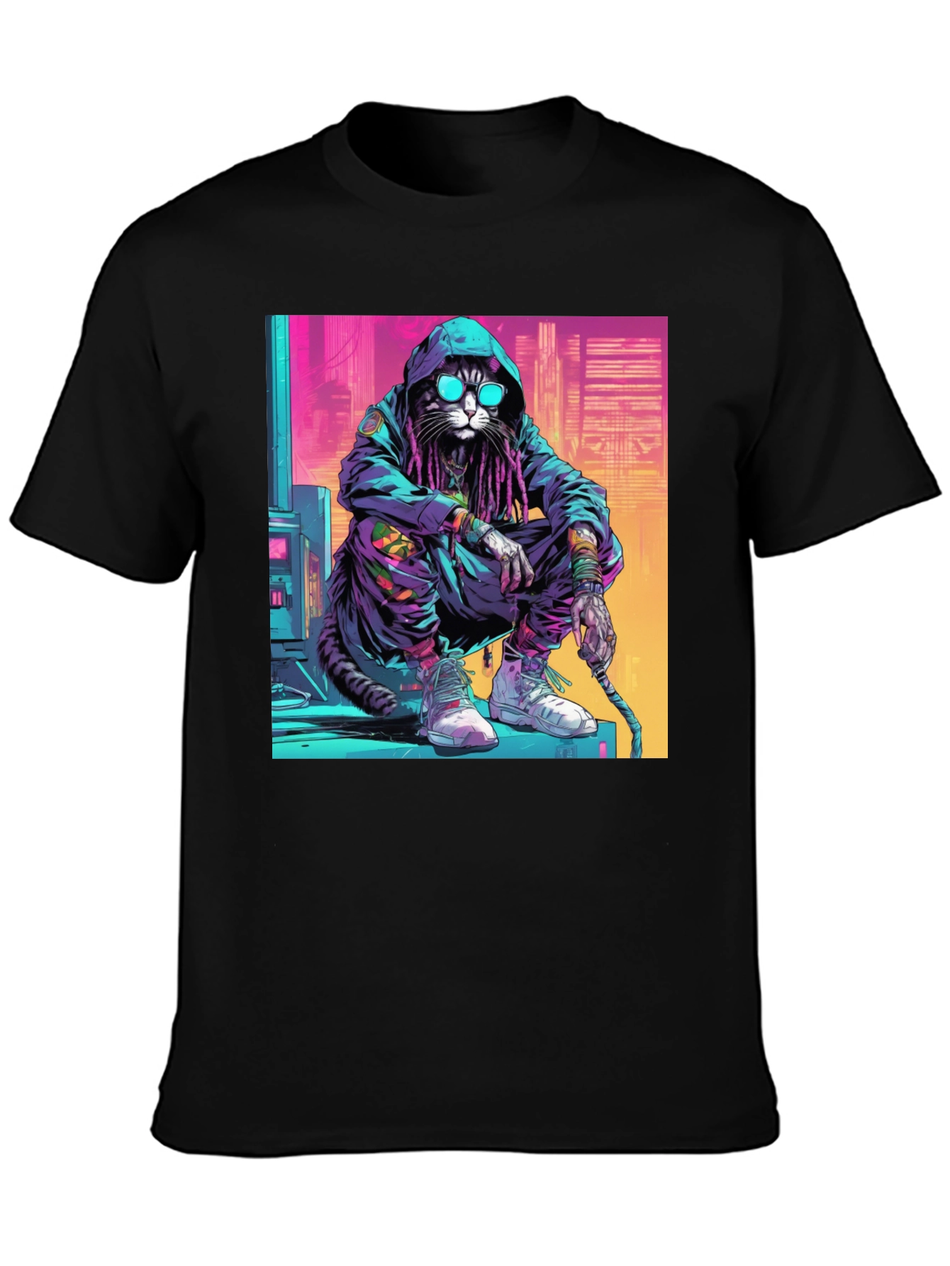 Cool Cat in Hoodie T-Shirt