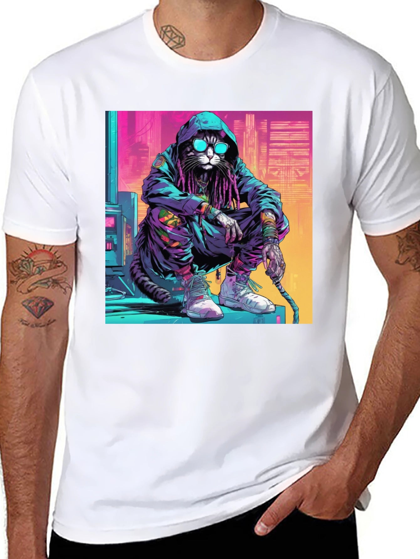 Cool Cat in Hoodie T-Shirt