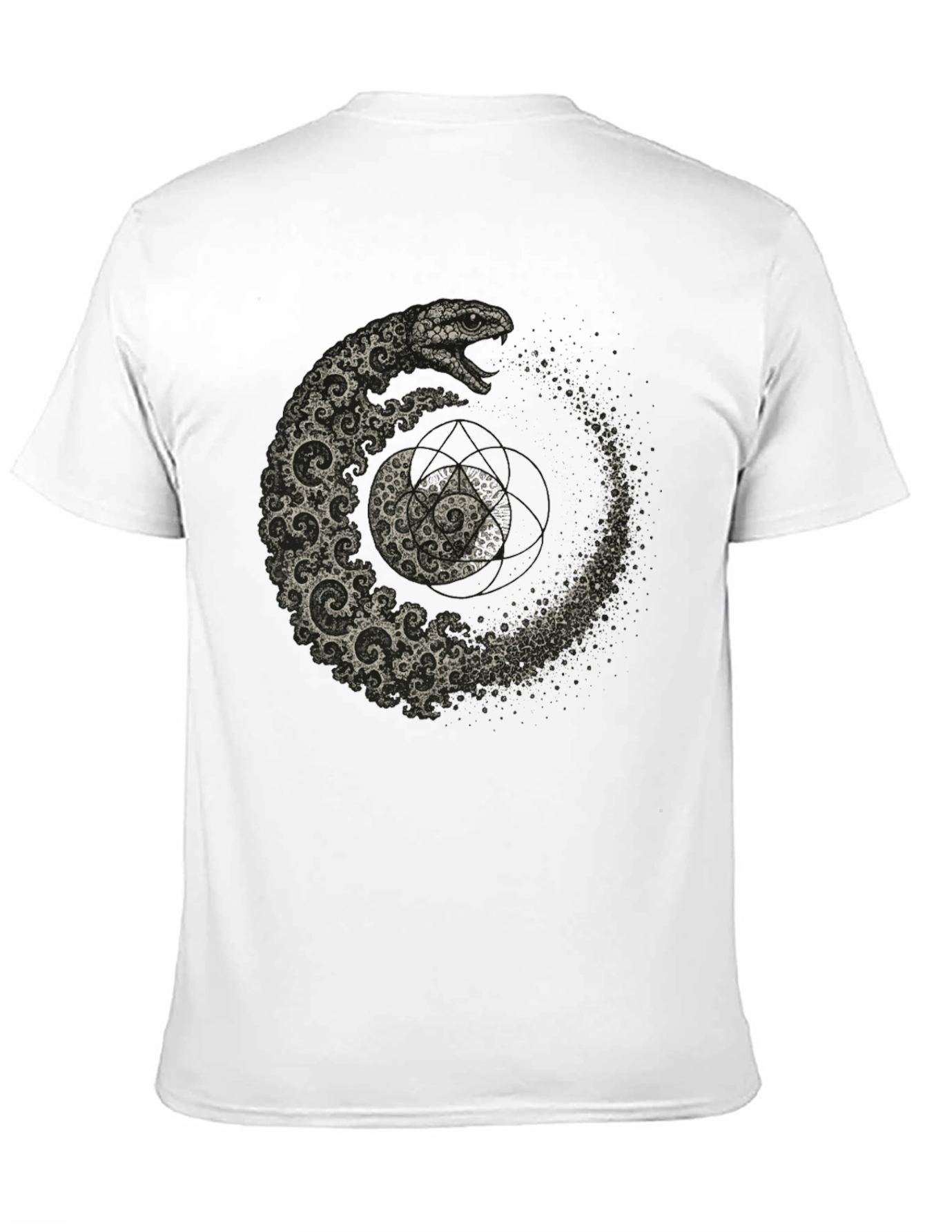 Serpent Spiral T-Shirt - Geometric Snake Design