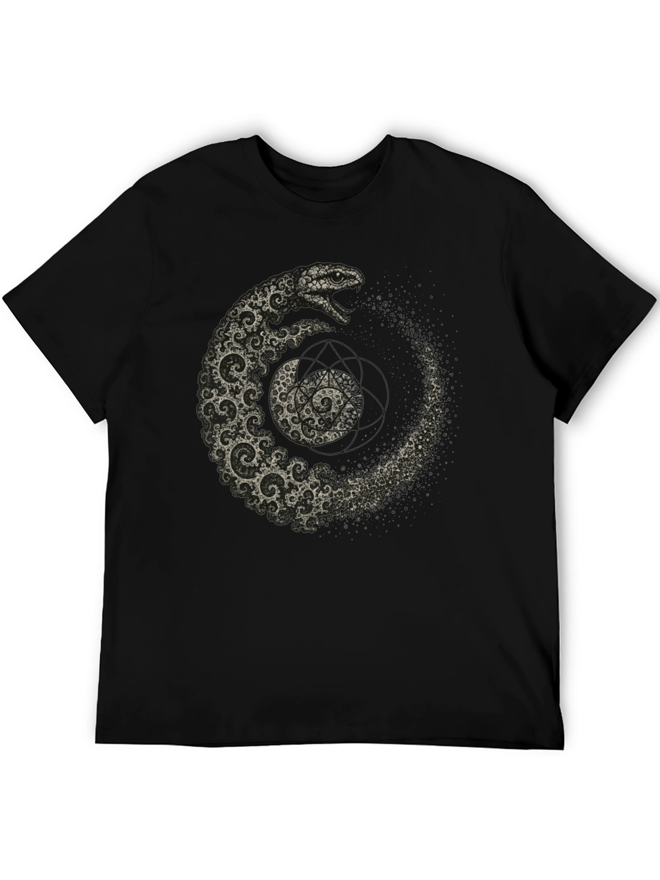 Serpent Spiral T-Shirt - Geometric Snake Design