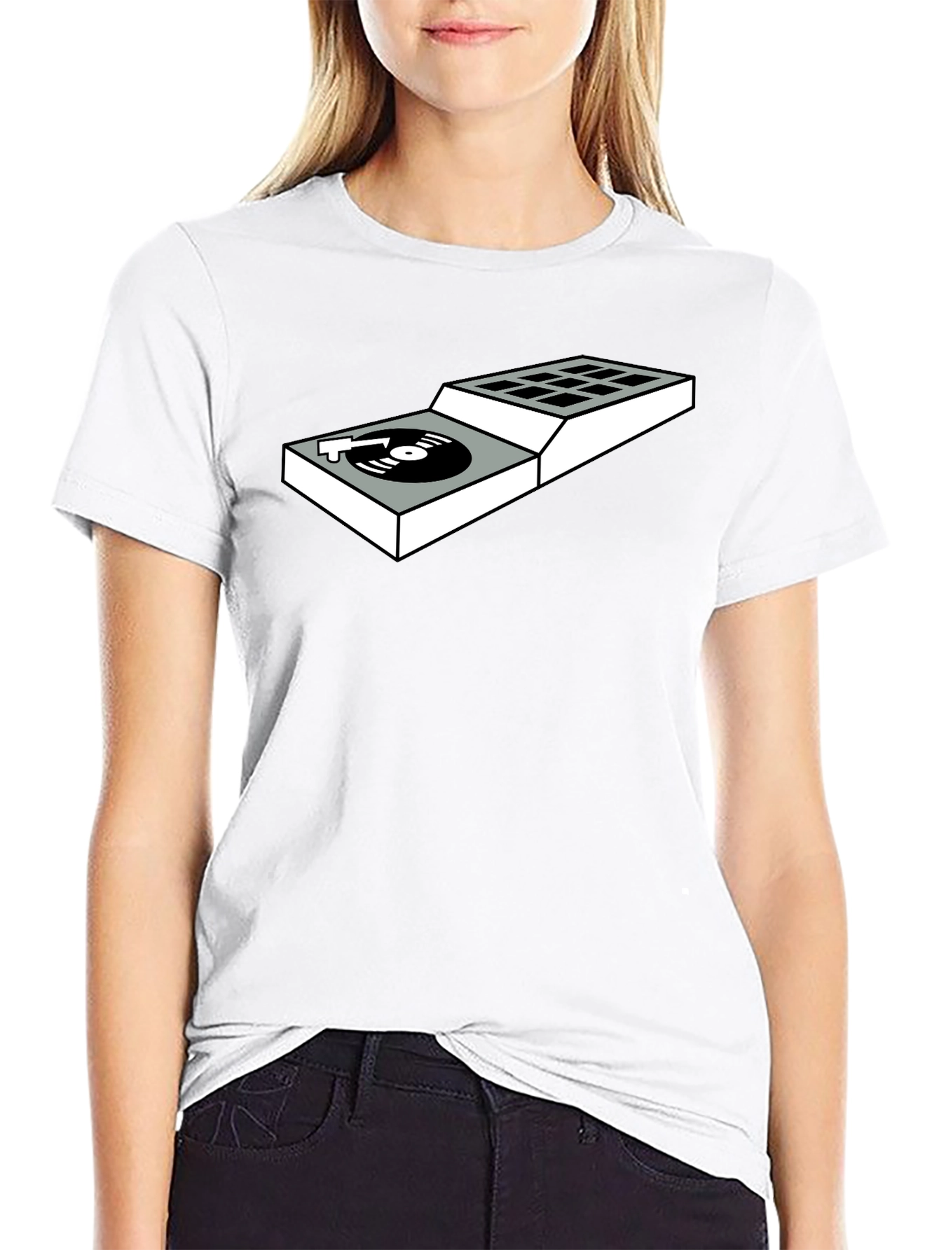 DJ Turntable Graphic Tee - Black Cotton T-Shirt