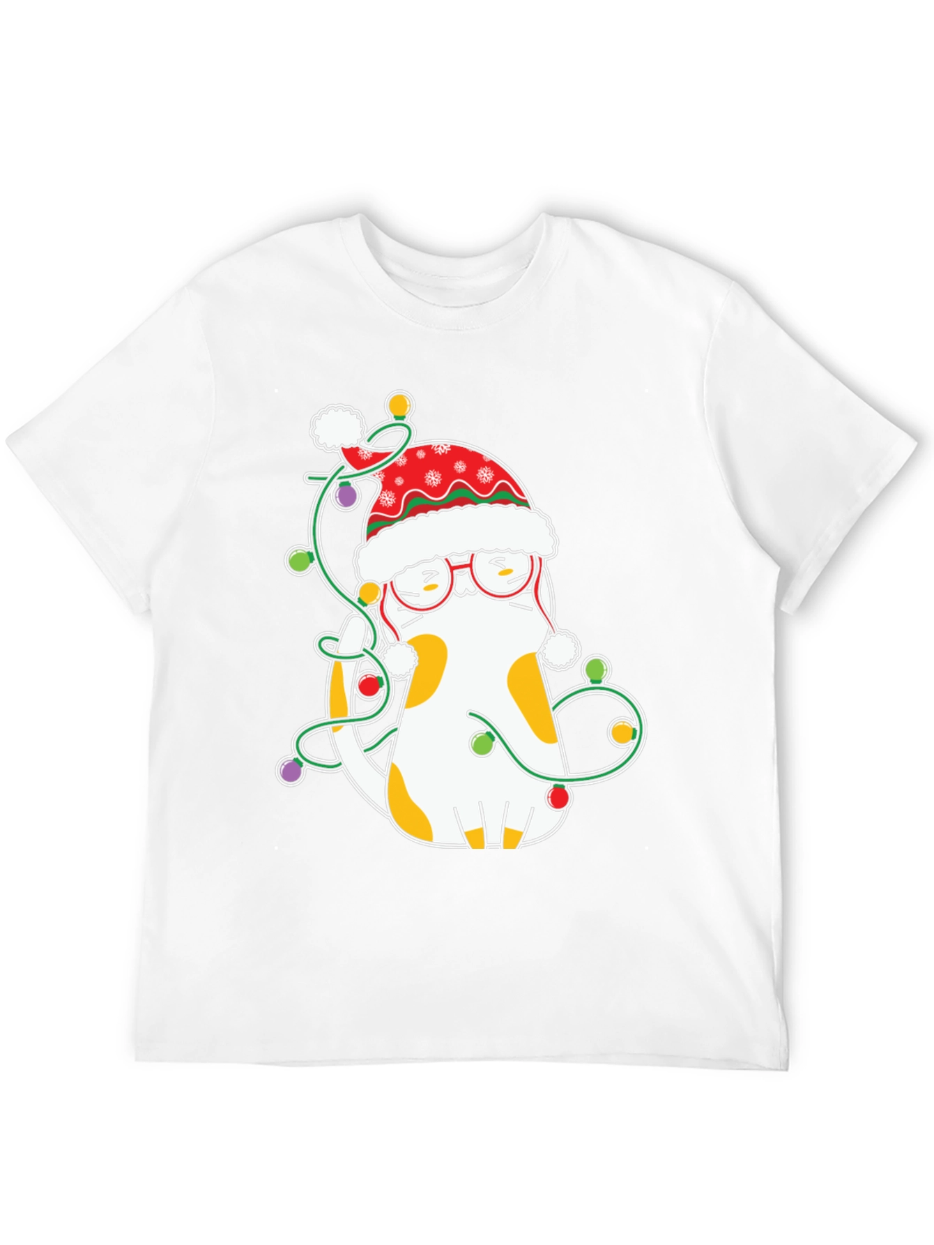 Festive Cat Christmas Lights T-Shirt