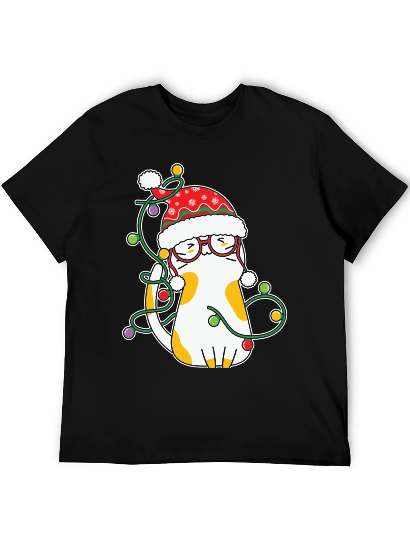 Festive Cat Christmas Lights T-Shirt