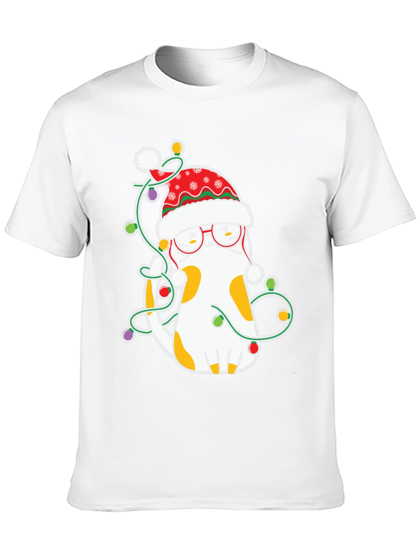 Festive Cat Christmas Lights T-Shirt