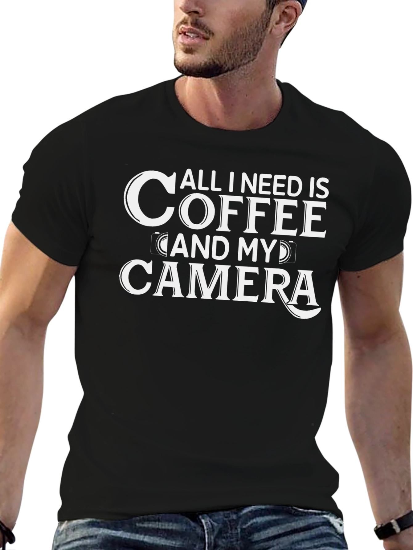 Coffee and Camera Black Graphic Tee