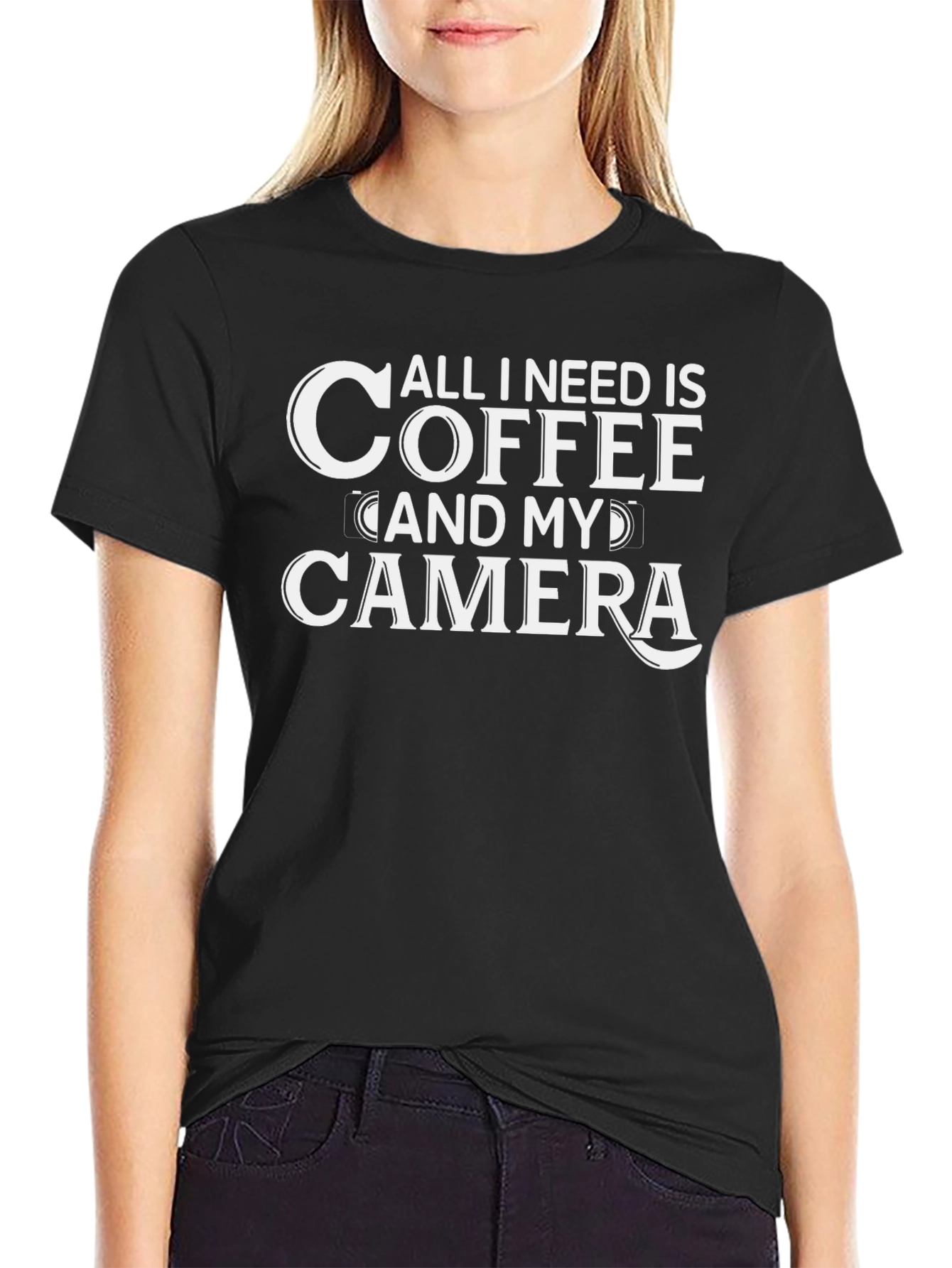 Coffee and Camera Black Graphic Tee