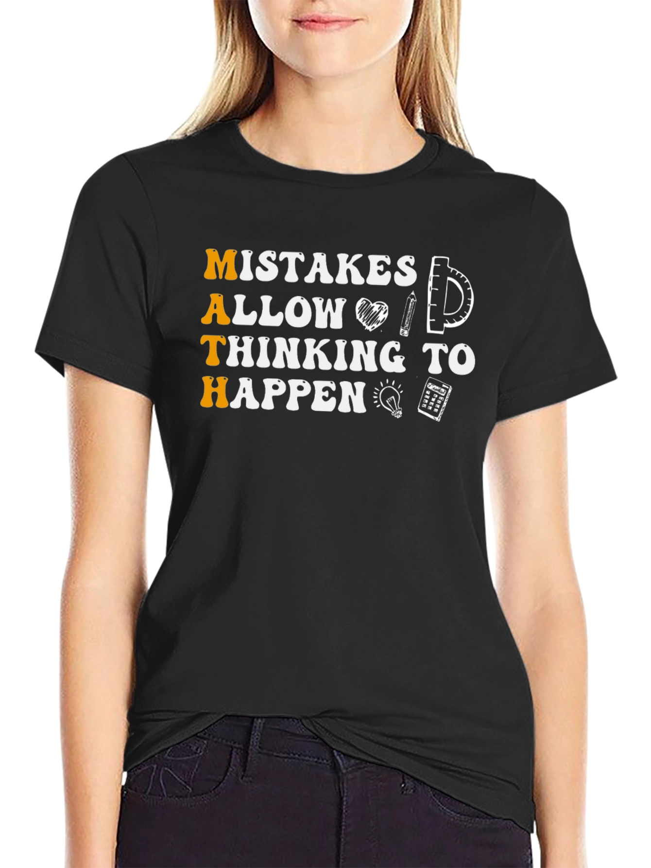 Math Mistakes Allow Thinking To Happen Black T-Shirt
