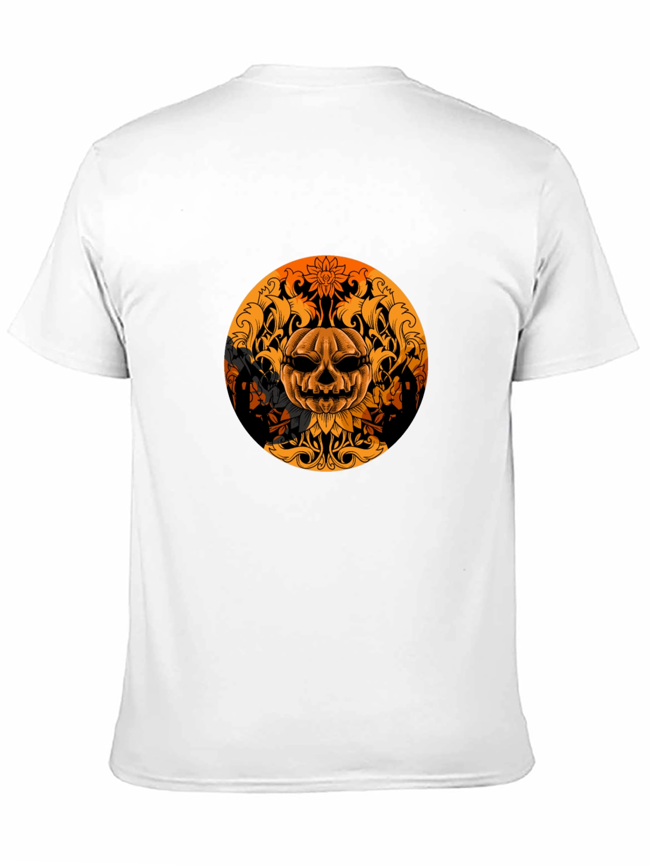 Pumpkin Skull Graphic Tee - Black Halloween Shirt