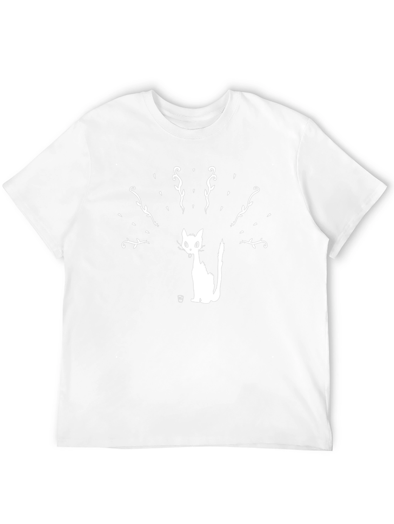 Black T-Shirt with Cat Silhouette Print