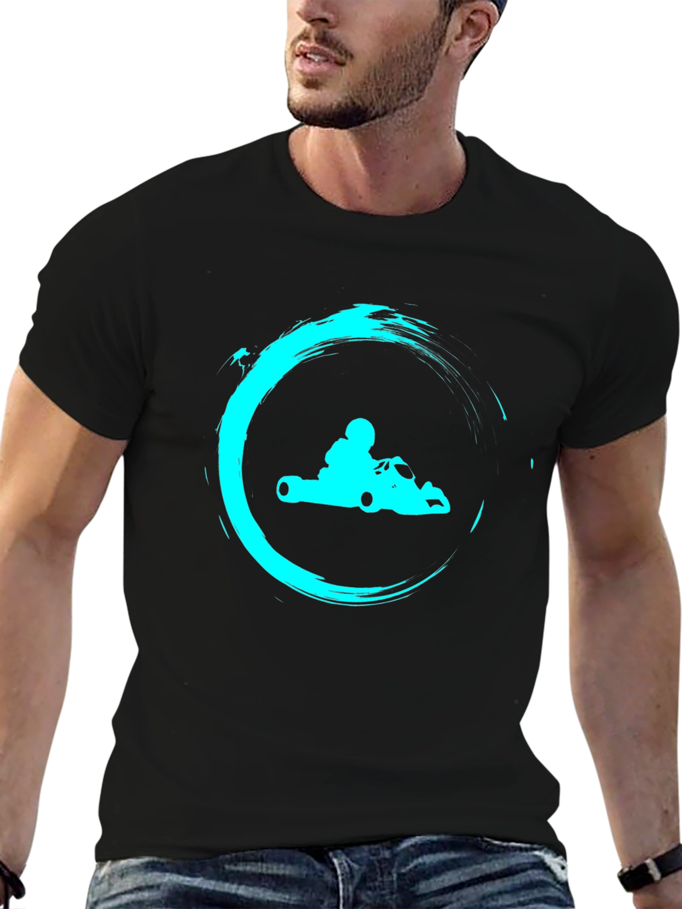 Go Kart Graphic Tee - Black Cotton T-Shirt