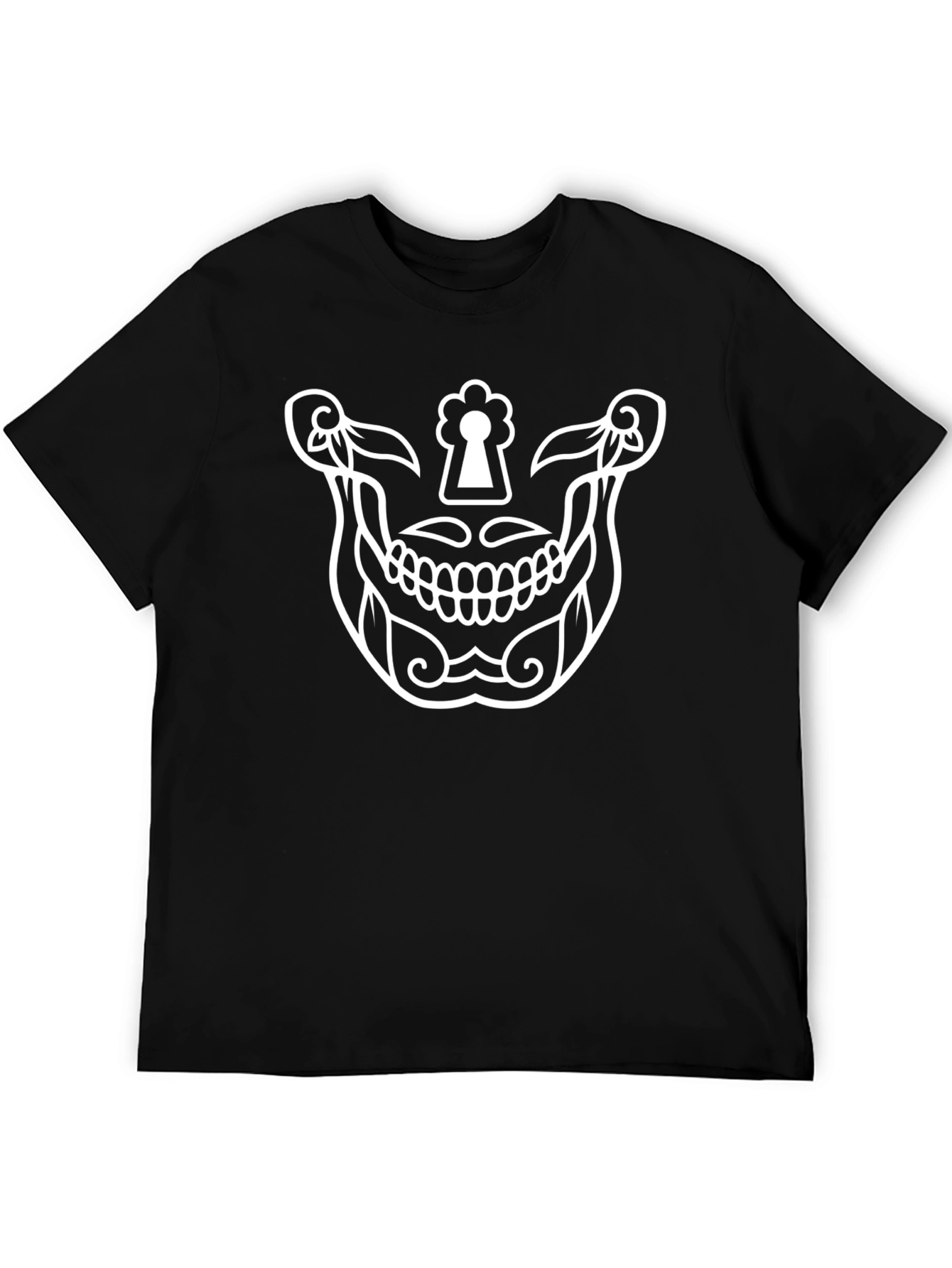 Skull Keyhole Black T-Shirt - Unique Graphic Tee