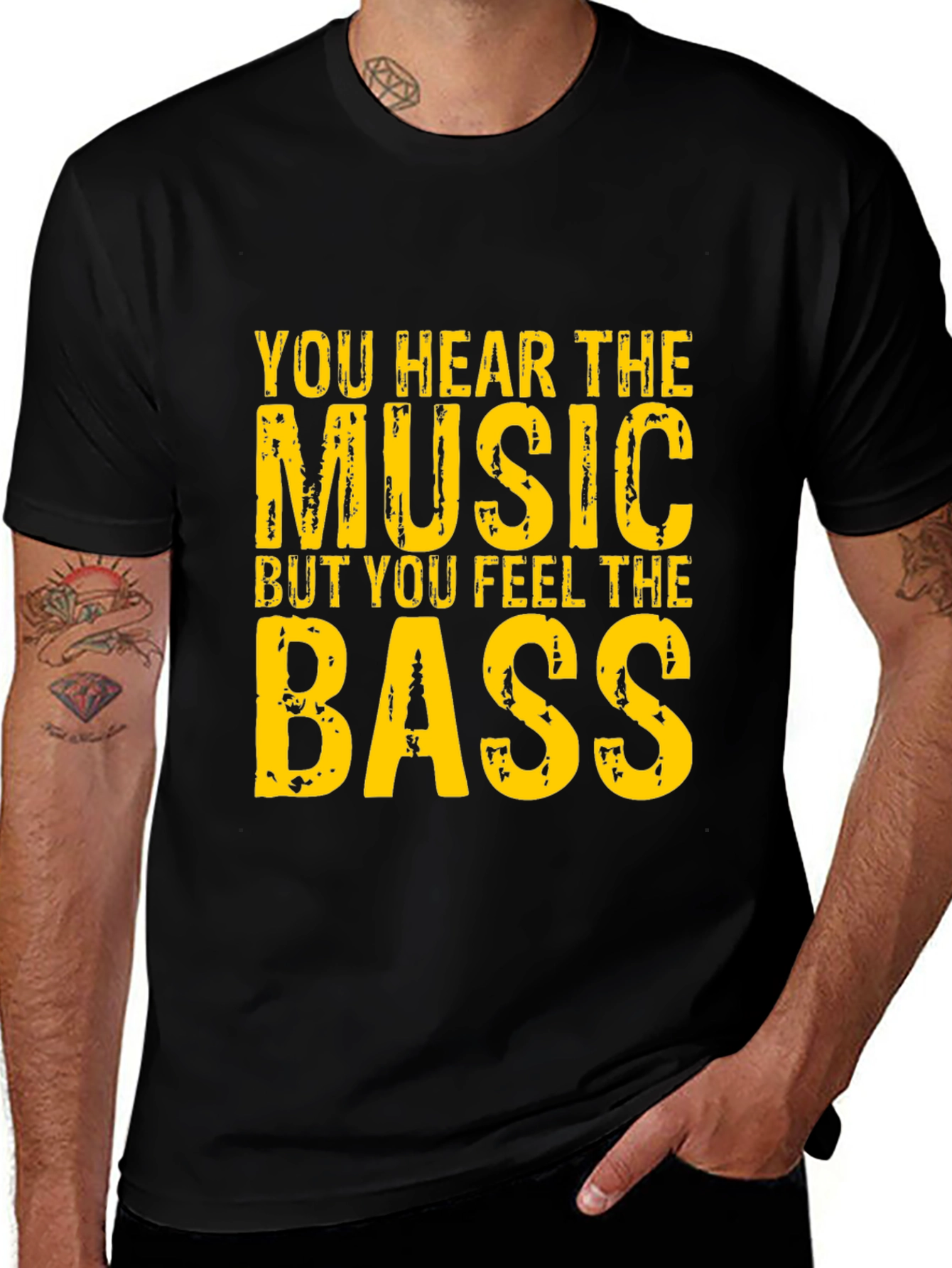 Music & Bass Graphic Tee - Black Cotton T-Shirt