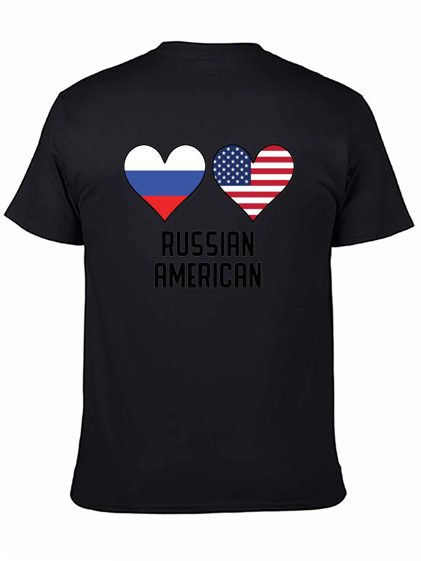 Russian American Flag Heart T-Shirt
