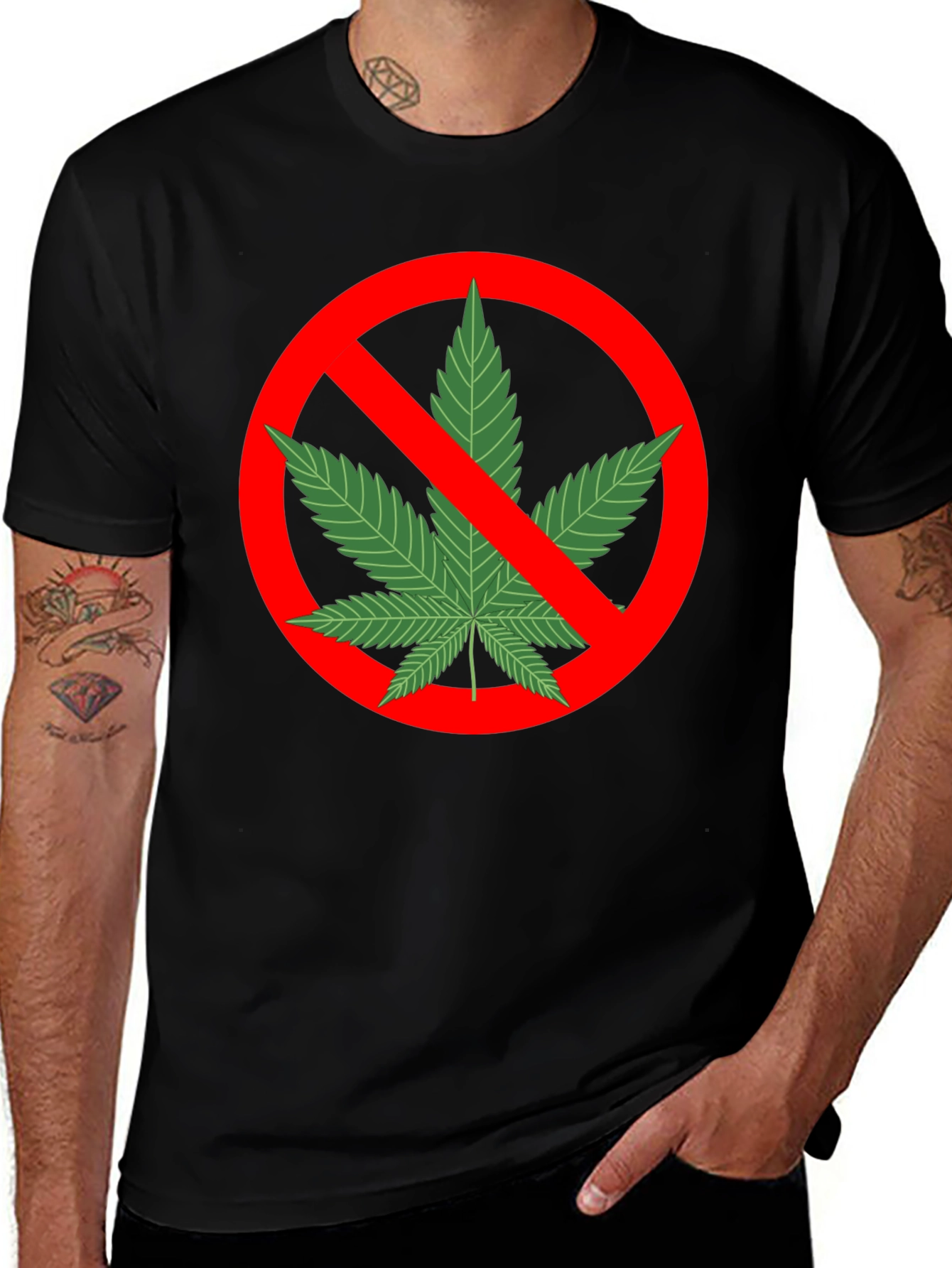 Anti-Marijuana Graphic Tee - Black Cotton T-Shirt