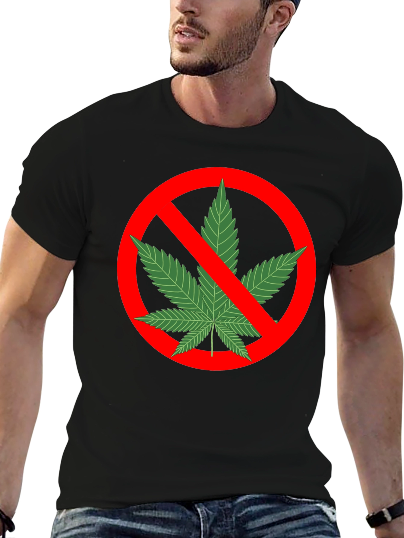 Anti-Marijuana Graphic Tee - Black Cotton T-Shirt