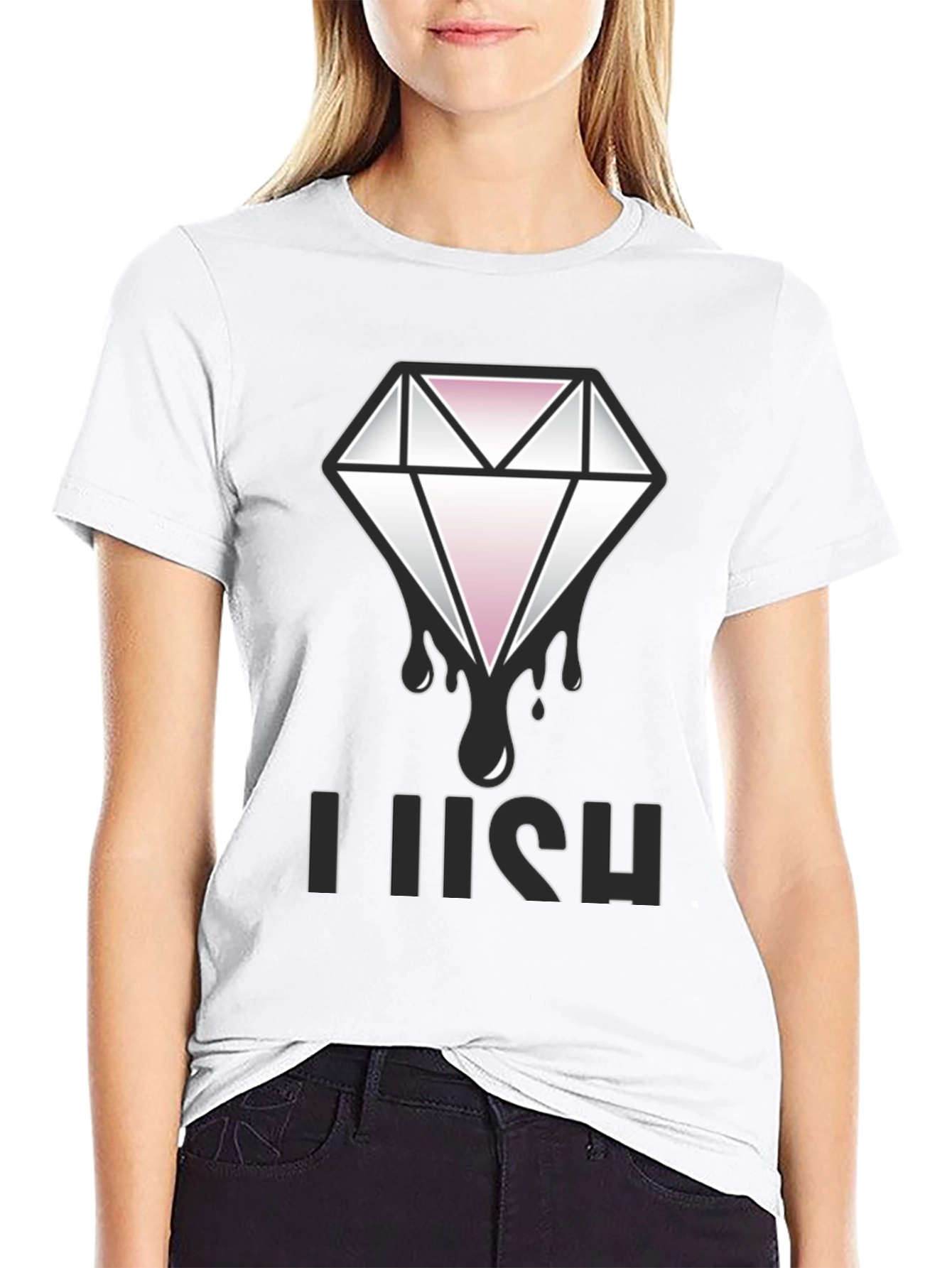 Lush Diamond Graphic Tee - Black Cotton Blend