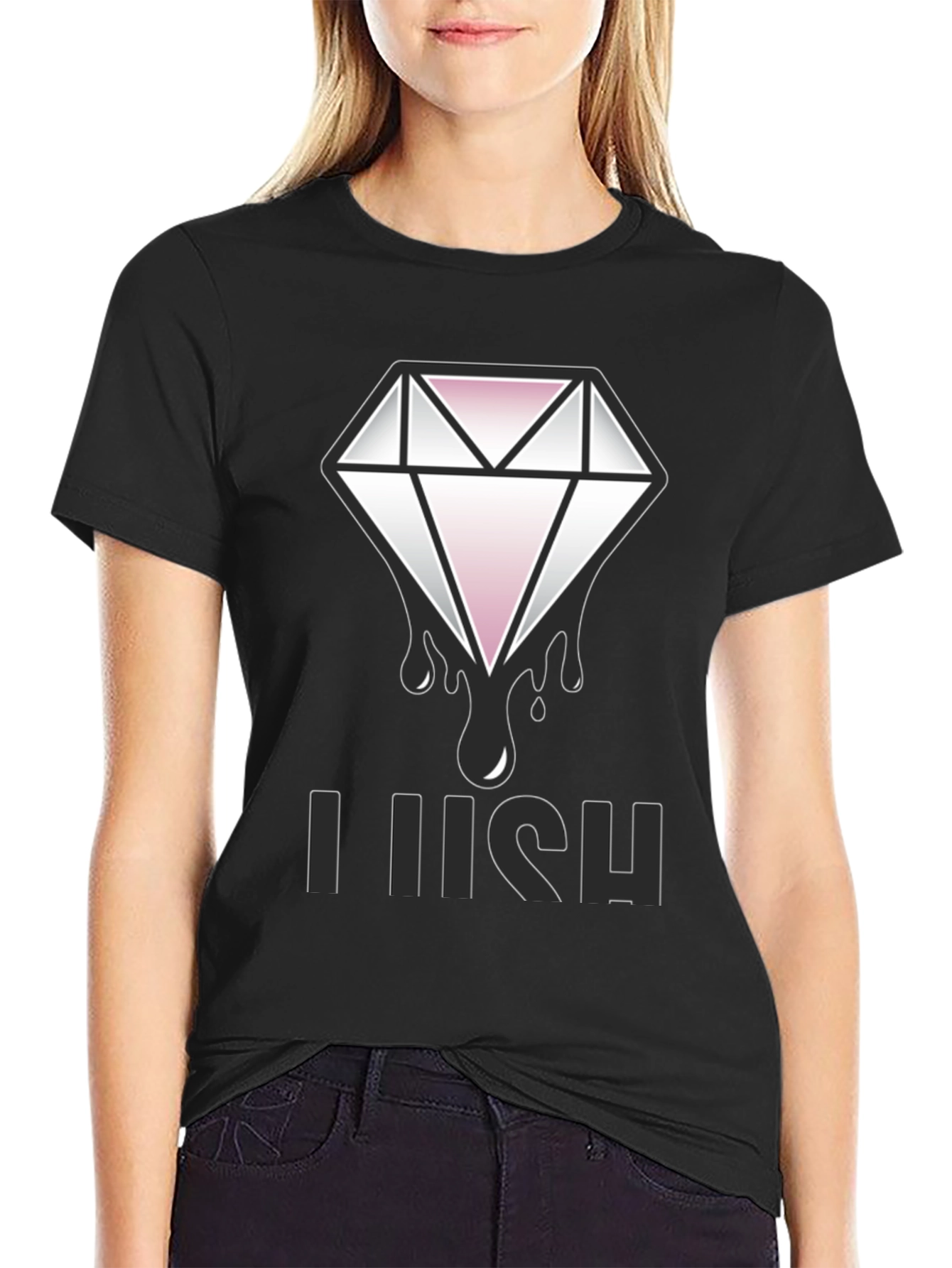 Lush Diamond Graphic Tee - Black Cotton Blend